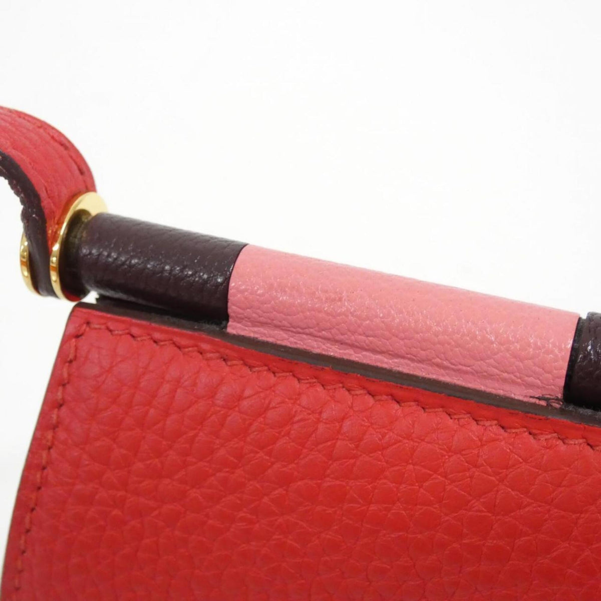 Hermes Red Color Taurillon Clemence Leather Chevre Leather Shoulder Bag (Pre-Owned)