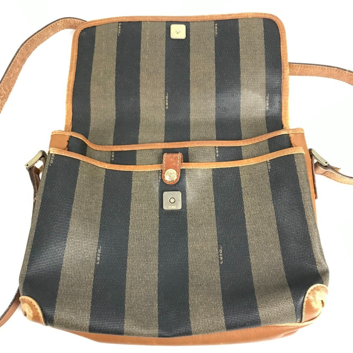 Fendi Brown Khaki Pvc Leather Pochette Shoulder Bag (Pre-Owned)