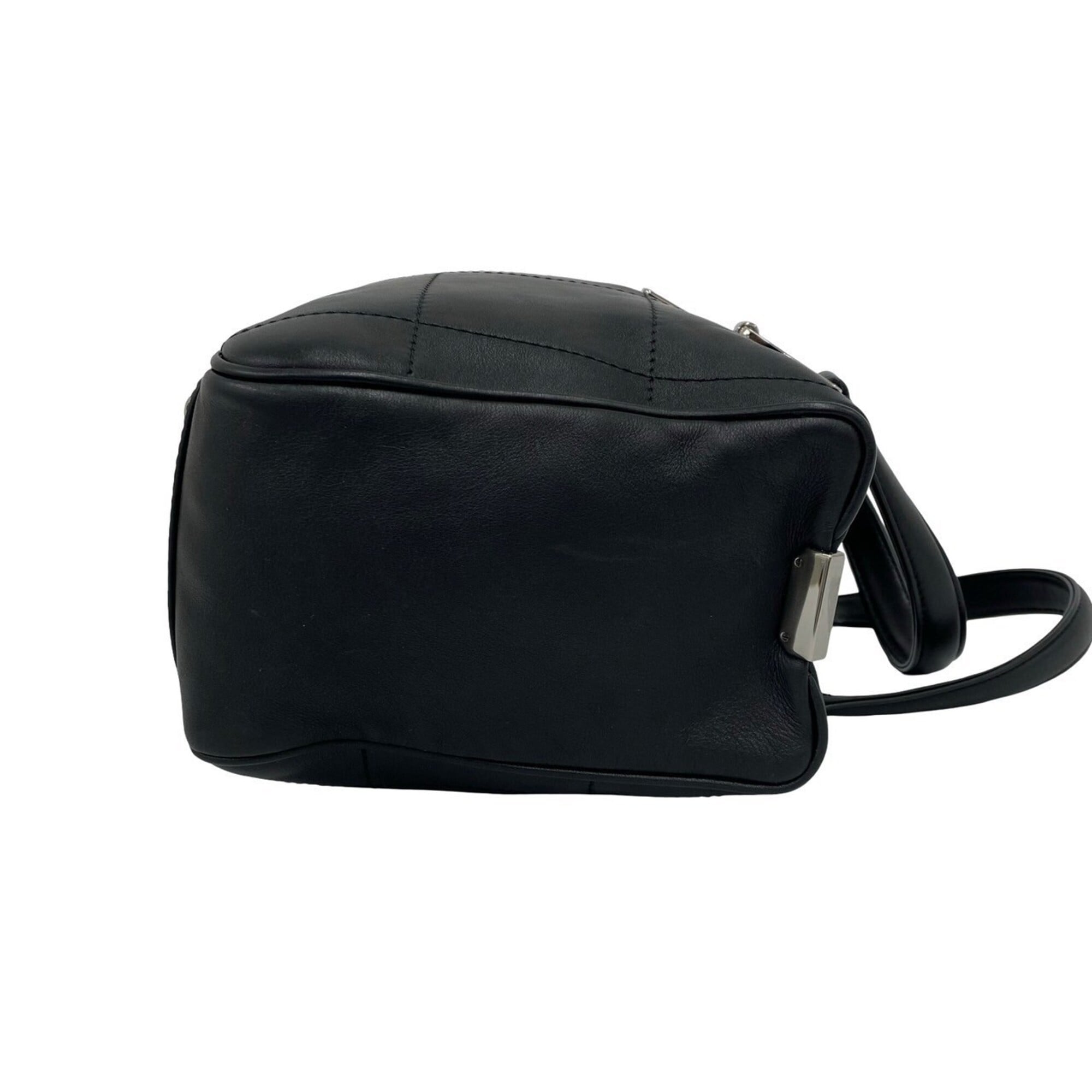 Chanel Black Leather Boston Bag Handbag (Pre-Owned)