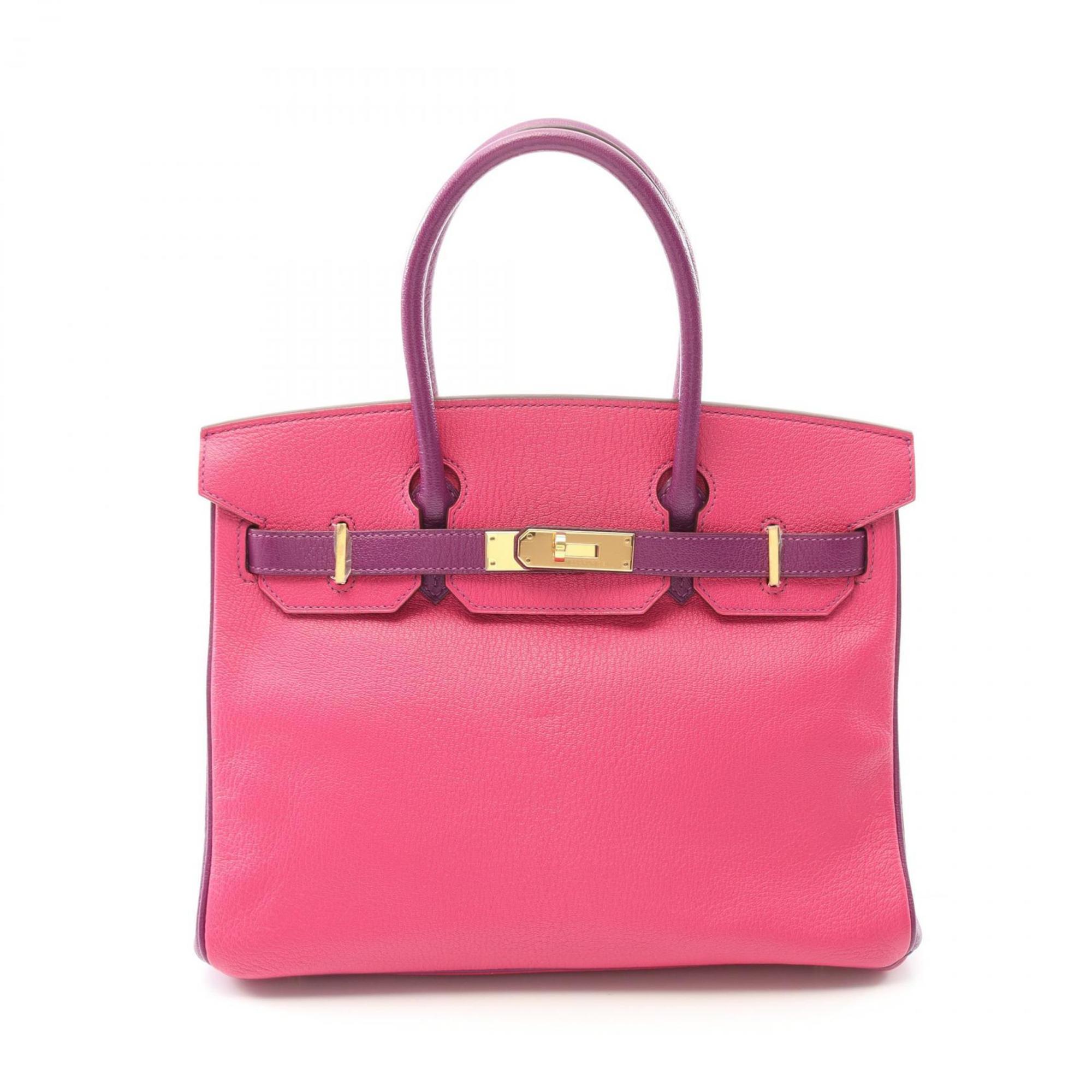 Hermes Birkin Anemone Pink Purple Rose Shocking Chevre Leather Handbag (Pre-Owned)