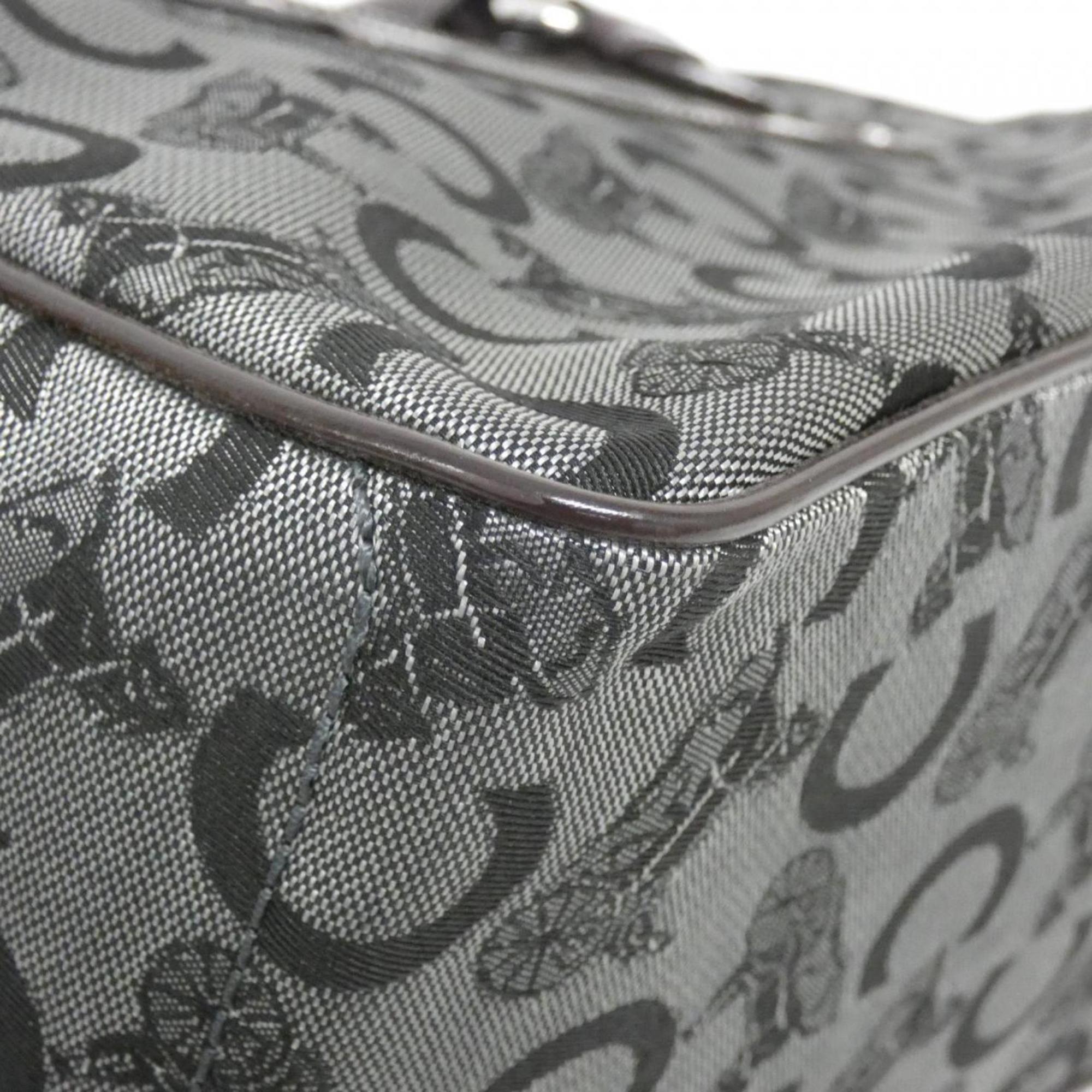 Celine Boogie Gunmetal Canvas Handbag (Pre-Owned)