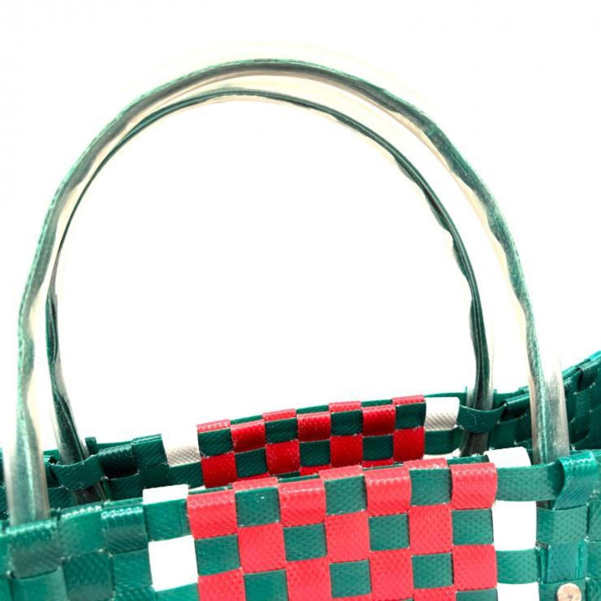 Marni Green Red Color Vinyl Leather Basket Handbag (Pre-Owned)