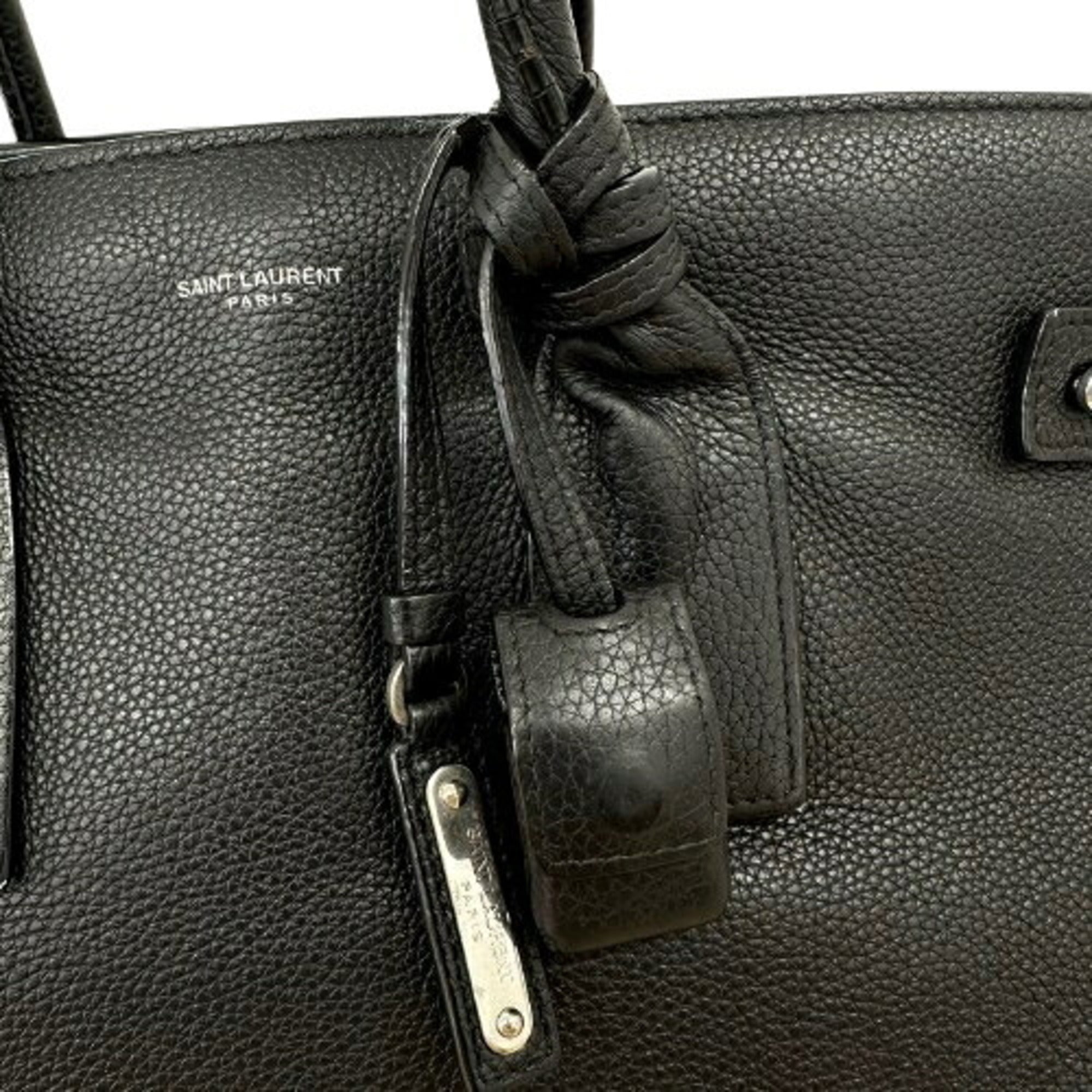 Saint Laurent Black Leather Handbag Tote Bag (Pre-Owned)