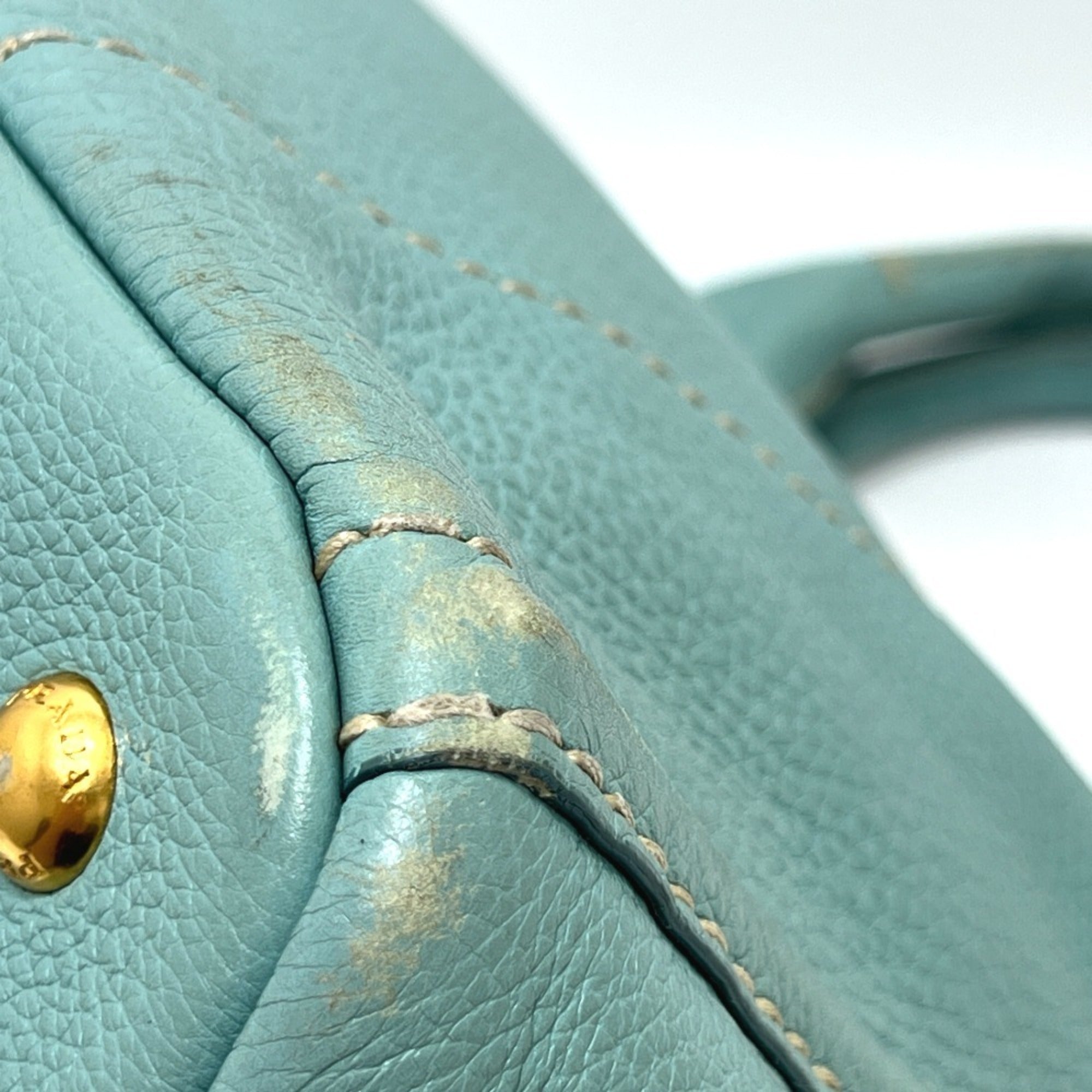 Prada Blue Canapa Handbag Tote Bag (Pre-Owned)