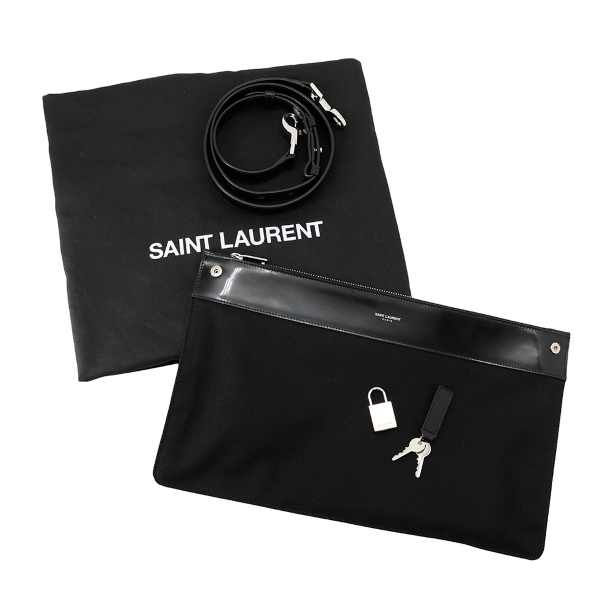 Yves Saint Laurent Black Patent Leather Handbag Pouch (Pre-Owned)
