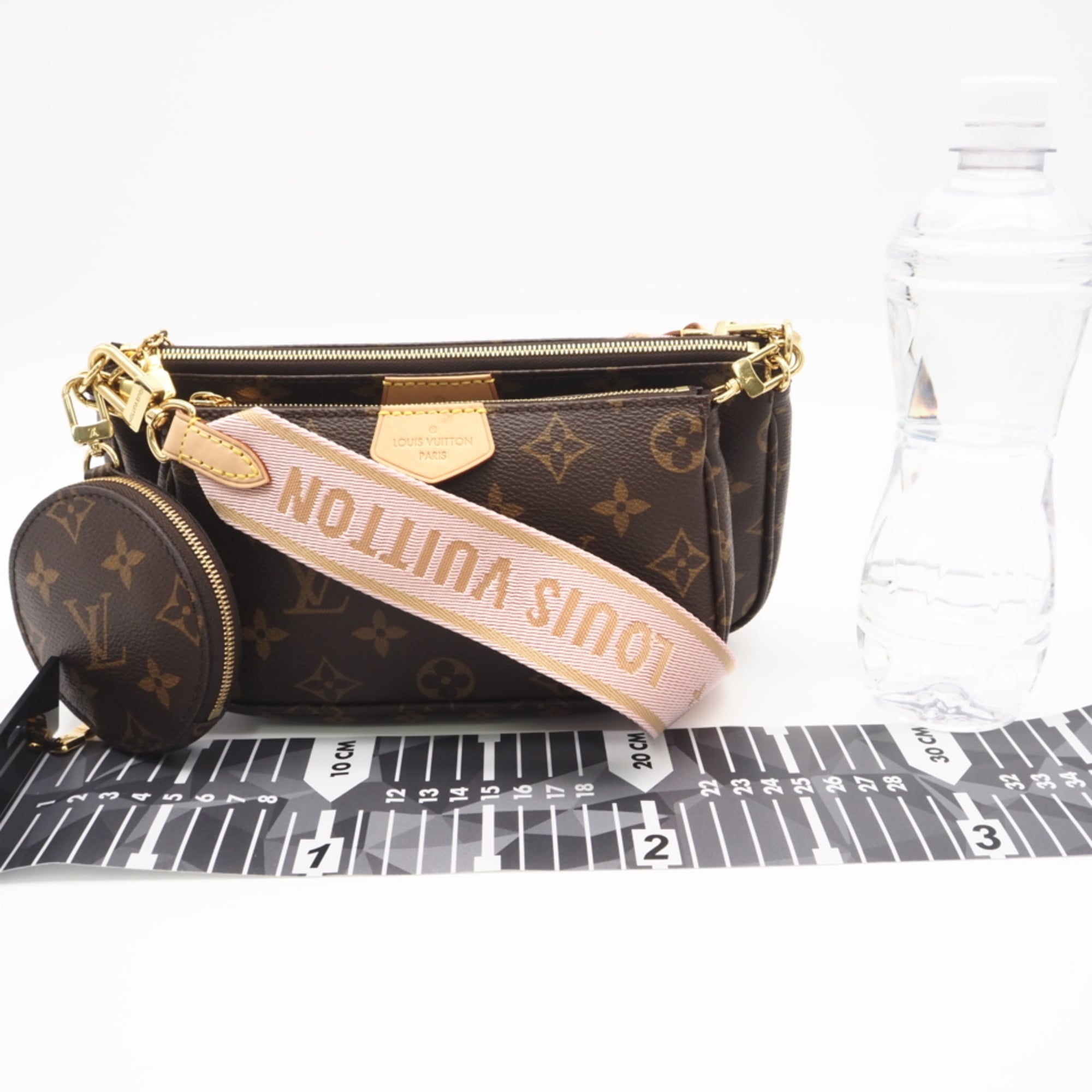 Louis Vuitton Beige Pink Brown Monogram Rose Clair Leather Coated Canvas Pochette Pouch Shoulder Bag (Pre-Owned)