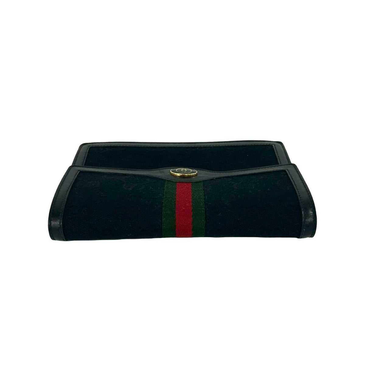 Gucci Black Green Red Color Canvas Leather Pouch (Pre-Owned)
