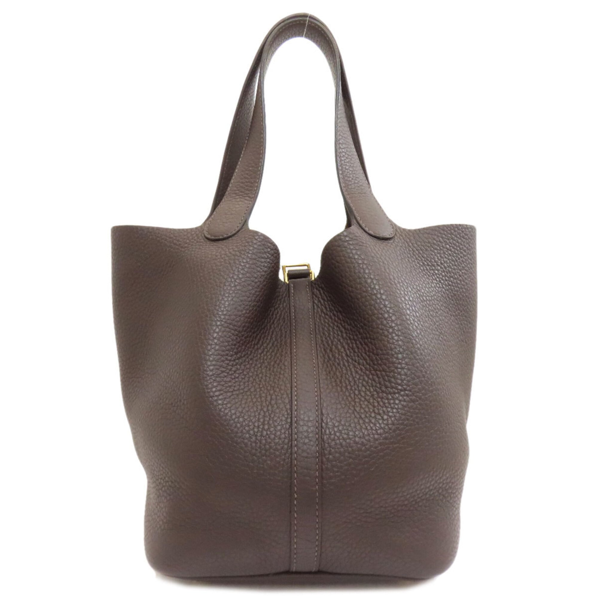 Hermes Dark Brown Taurillon Clemence Leather Handbag (Pre-Owned)