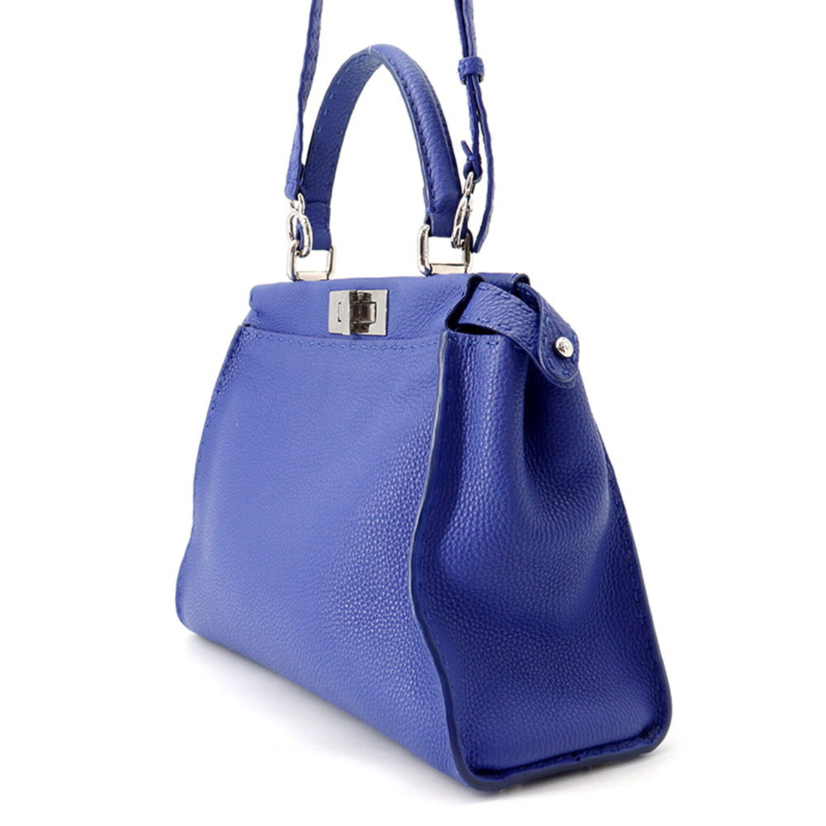 Fendi Blue Leather Handbag Shoulder Bag (Pre-Owned)