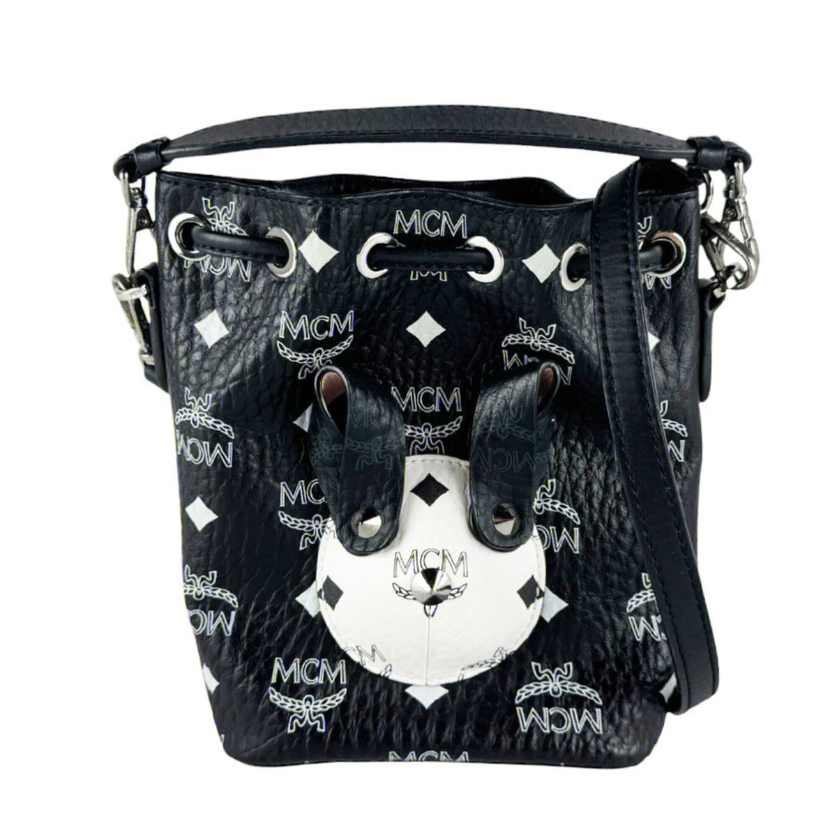 Mcm Black White Leather Handbag (Pre-Owned)