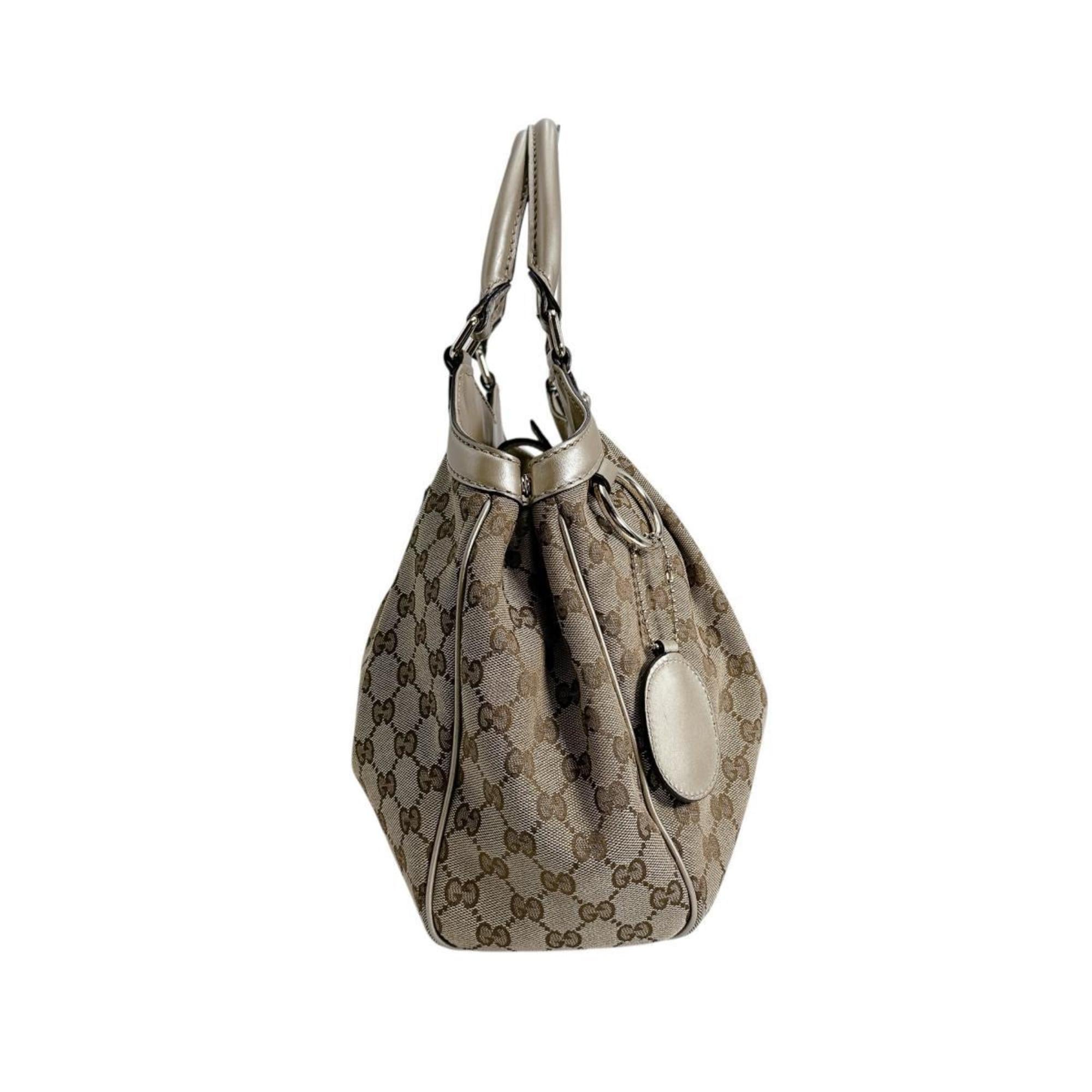 Gucci Gg Canvas Beige Gg Canvas Handbag Tote Bag (Pre-Owned)