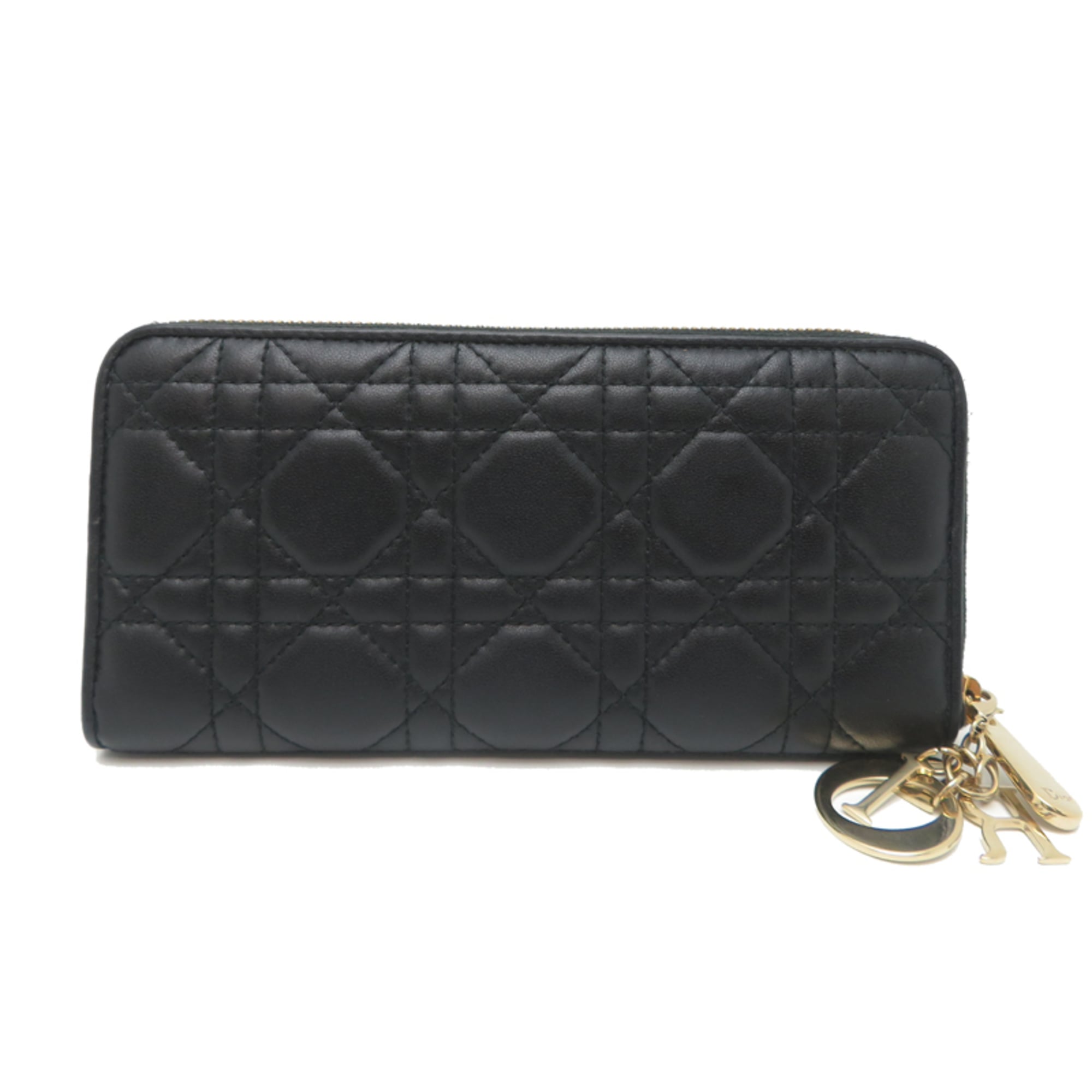Christian Dior Black Leather Long Wallet (Bi-Fold) (Pre-Owned)