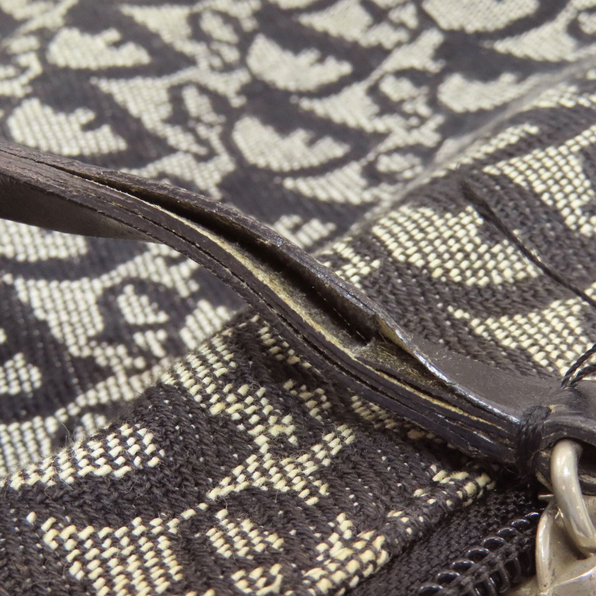 Christian Dior Black Gray Canvas Shoulder Bag (Pre-Owned)