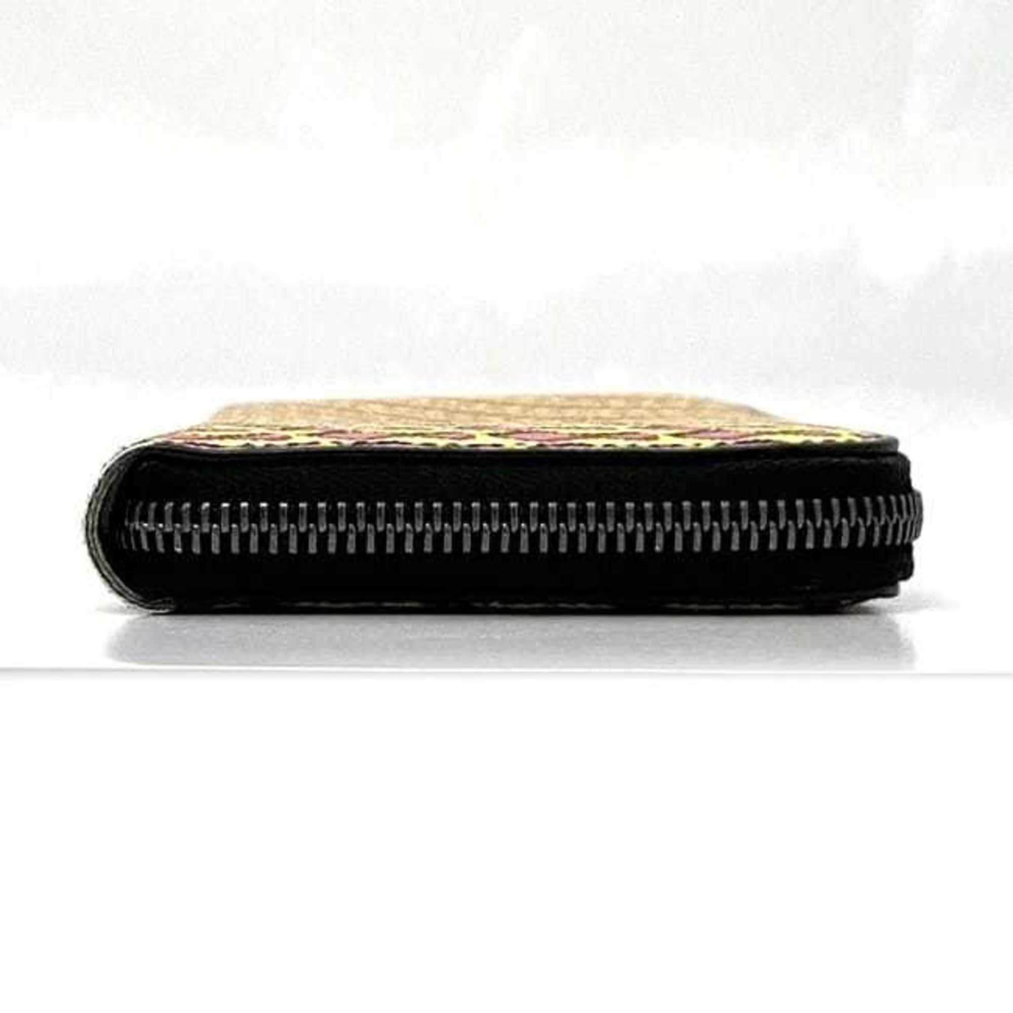 Christian Louboutin Black Pink Yellow Pvc Leather Long Wallet (Bi-Fold) (Pre-Owned)
