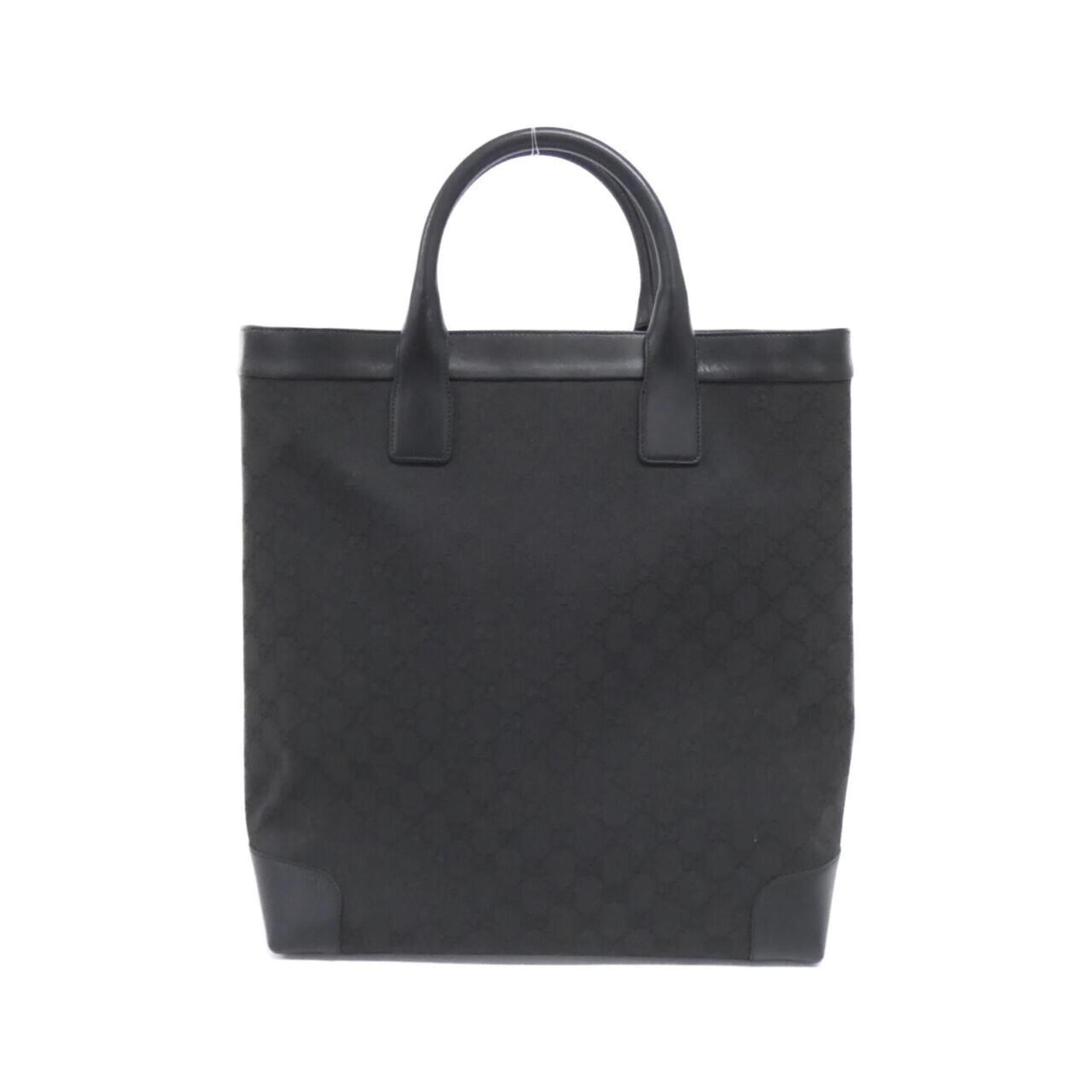Gucci Black Gg Canvas Leather Handbag (Pre-Owned)