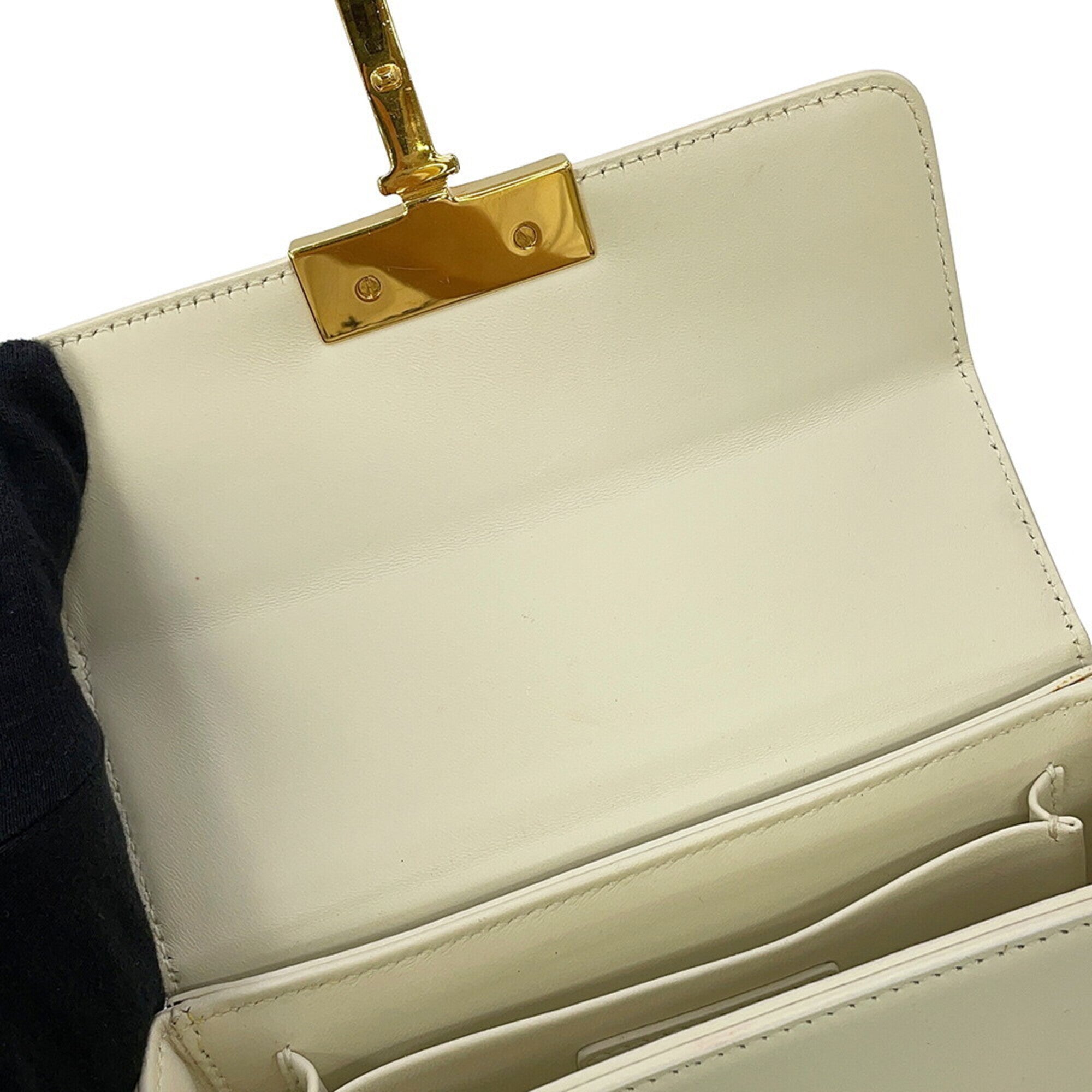 Christian Dior White Leather Handbag Shoulder Bag (Pre-Owned)