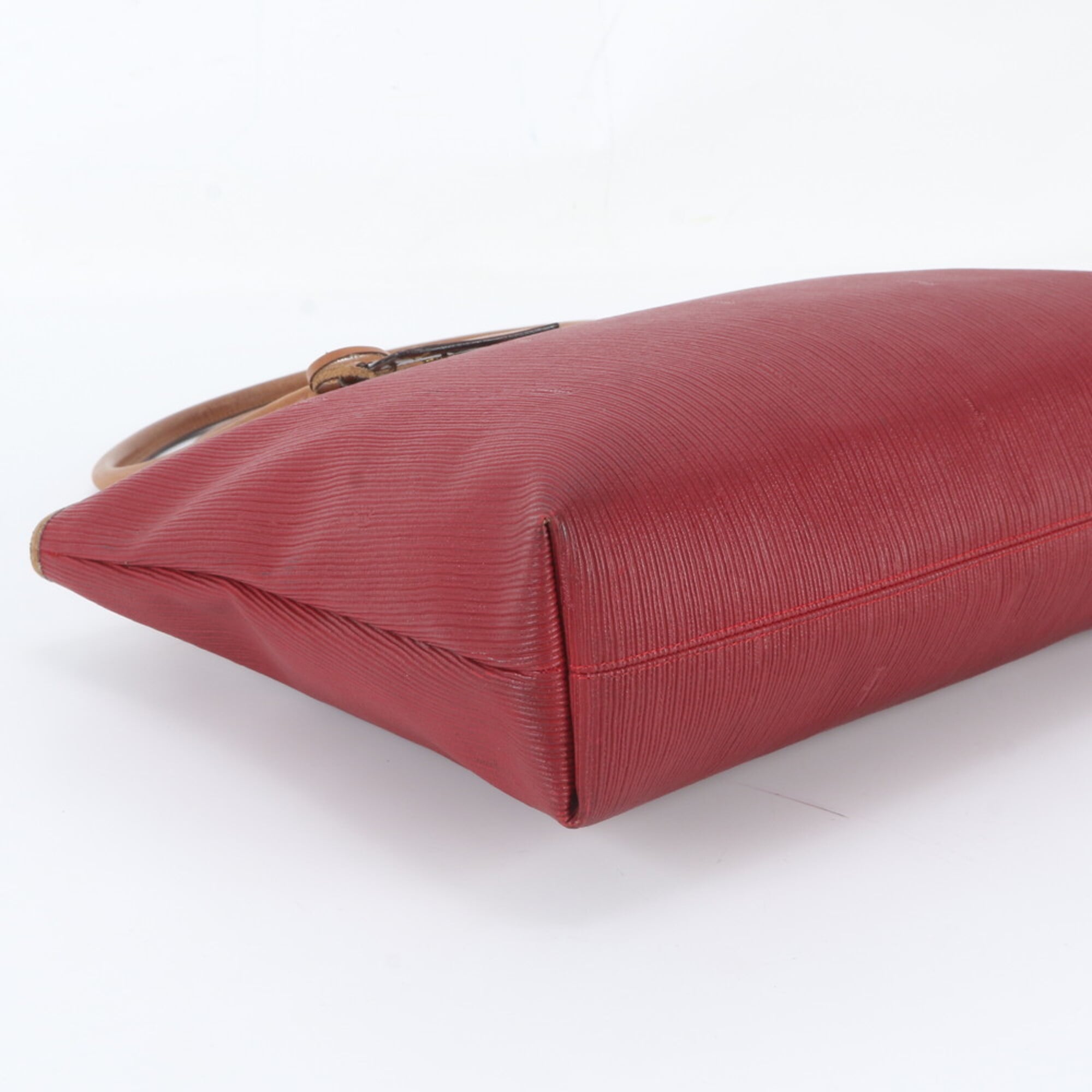 Salvatore Ferragamo Brown Red Color Leather Handbag Shoulder Bag Tote Bag (Pre-Owned)