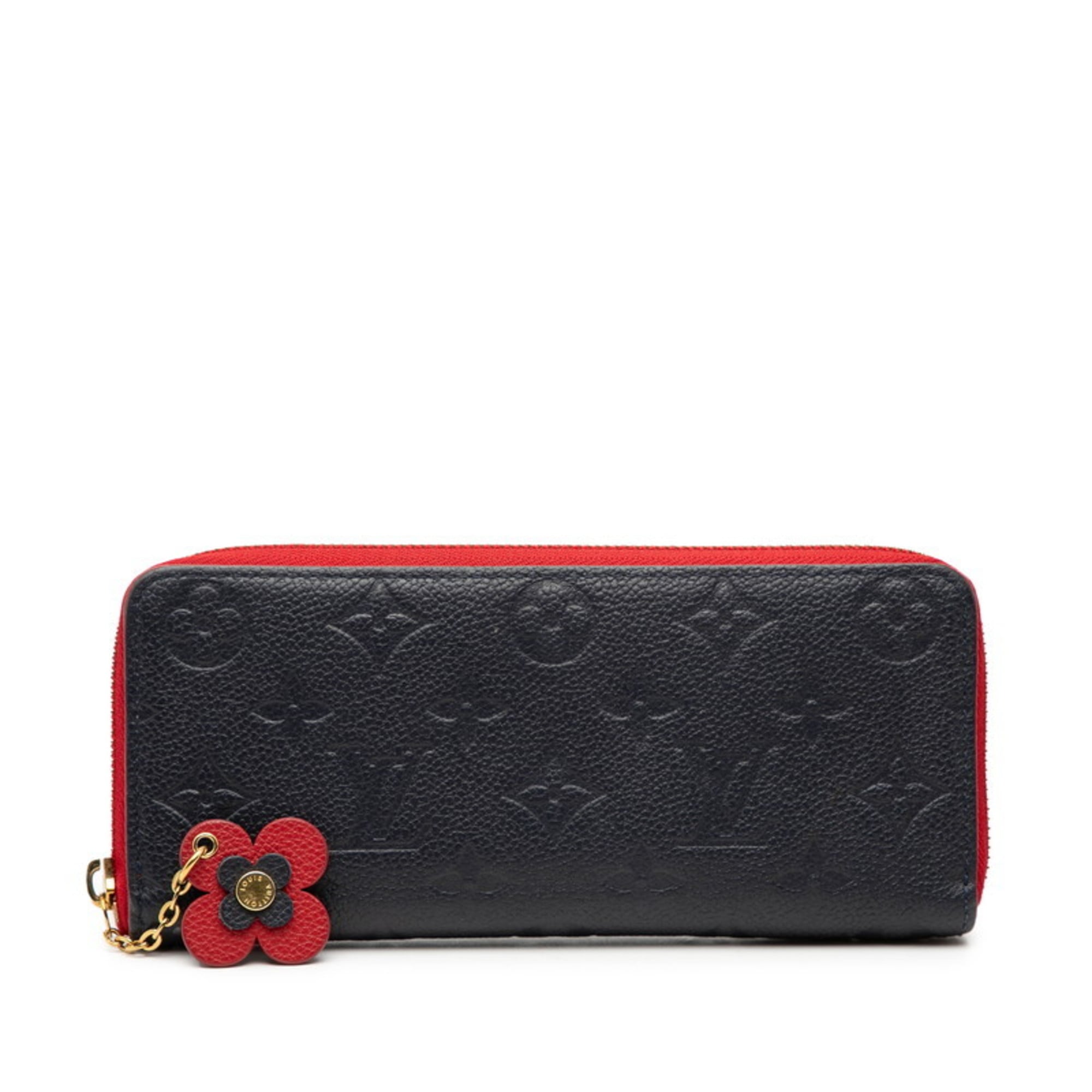 Louis Vuitton Marine Rouge Navy Leather Long Wallet (Bi-Fold) (Pre-Owned)