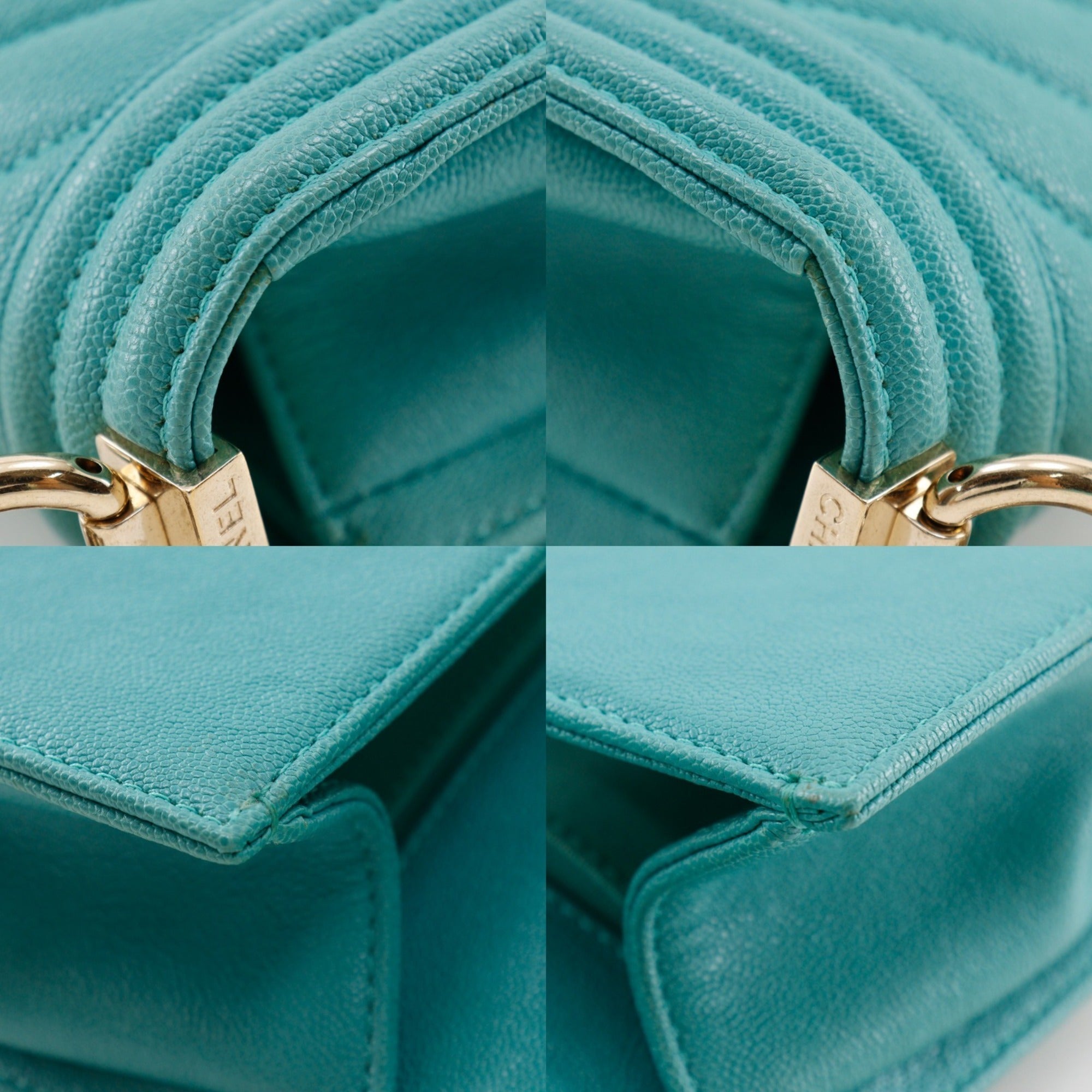 Chanel Boy Chanel Green Grained Calfskin Shoulder Bag (Pre-Owned)