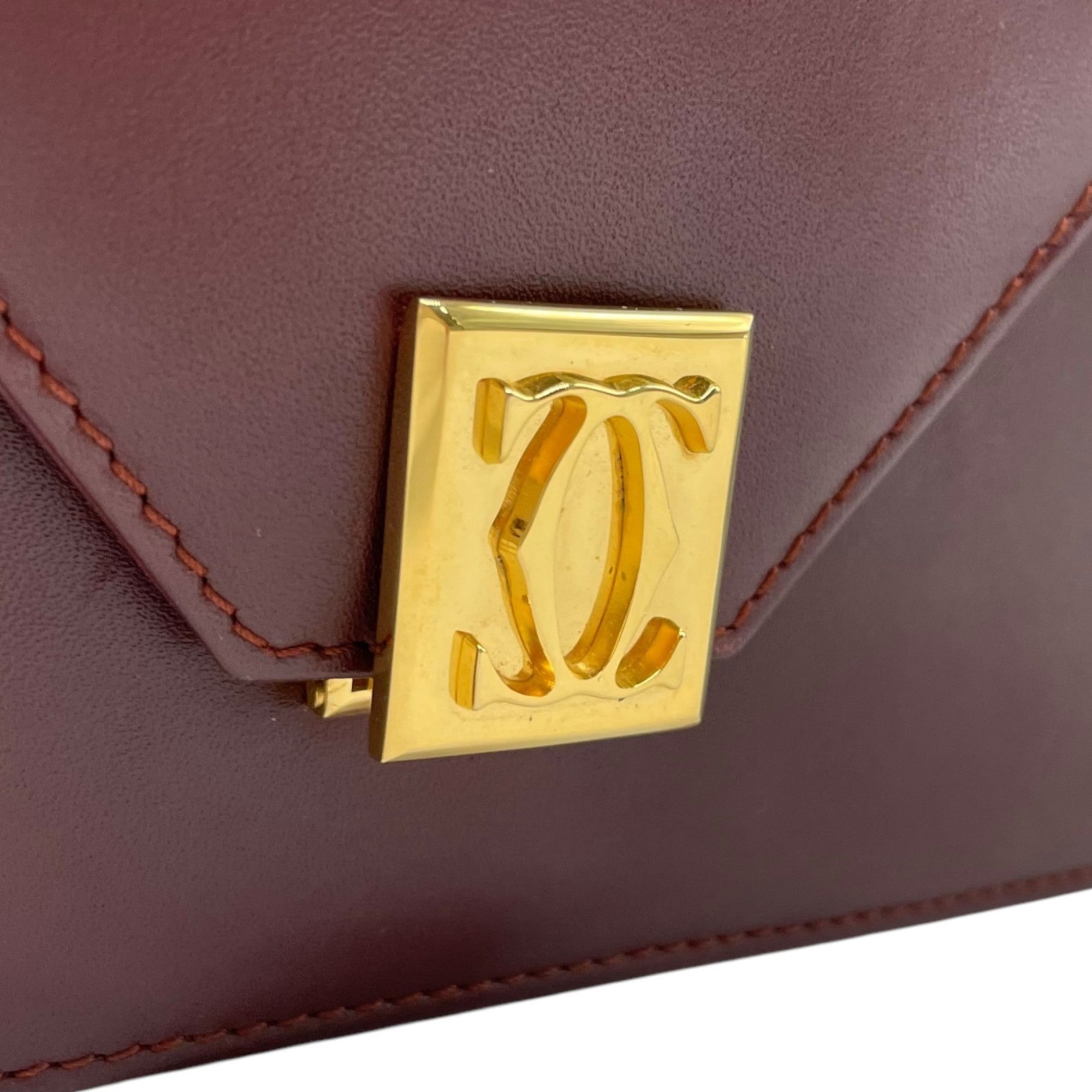 Cartier Bordeaux Wine Red Leather Shoulder Bag (Pre-Owned)