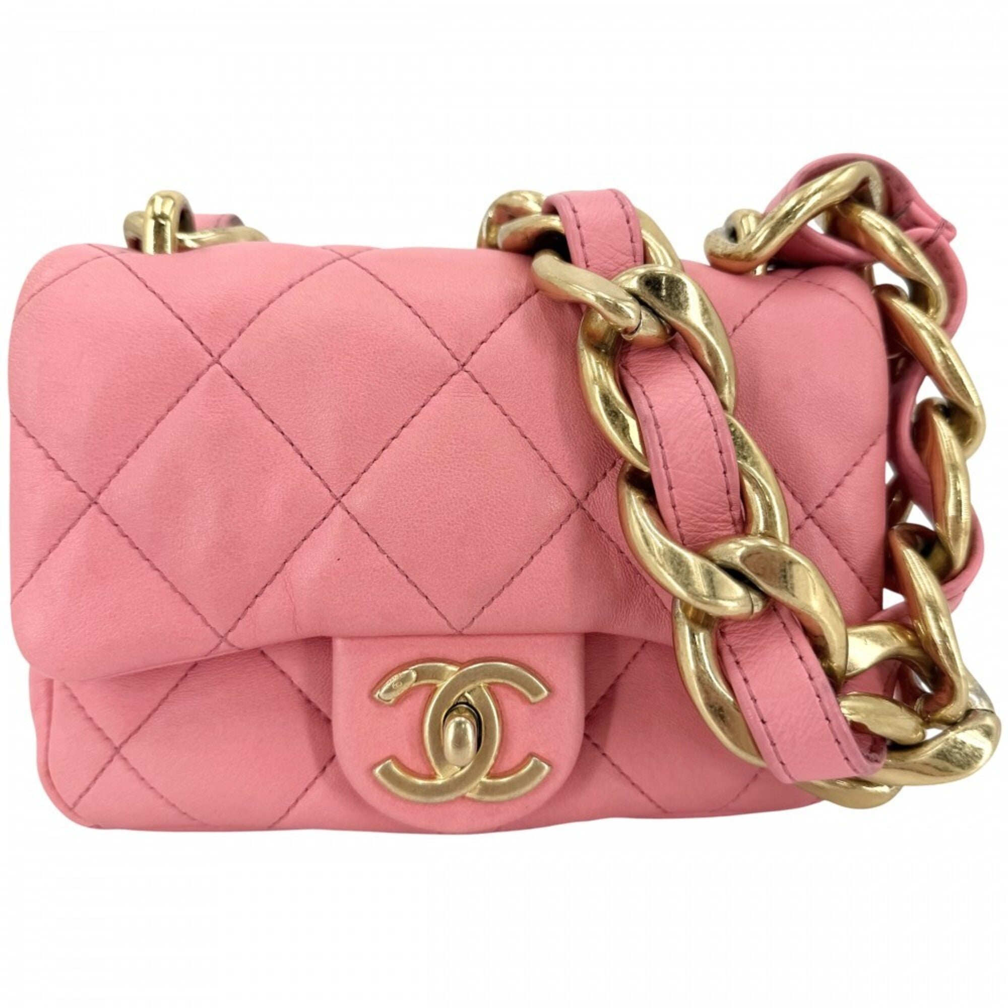 Chanel Pink Leather Shoulder Bag (Pre-Owned)