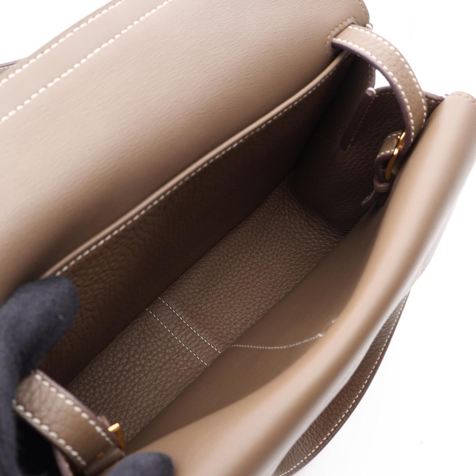 Hermes Etoupe Gray Gray Taurillon Clemence Leather Handbag (Pre-Owned)