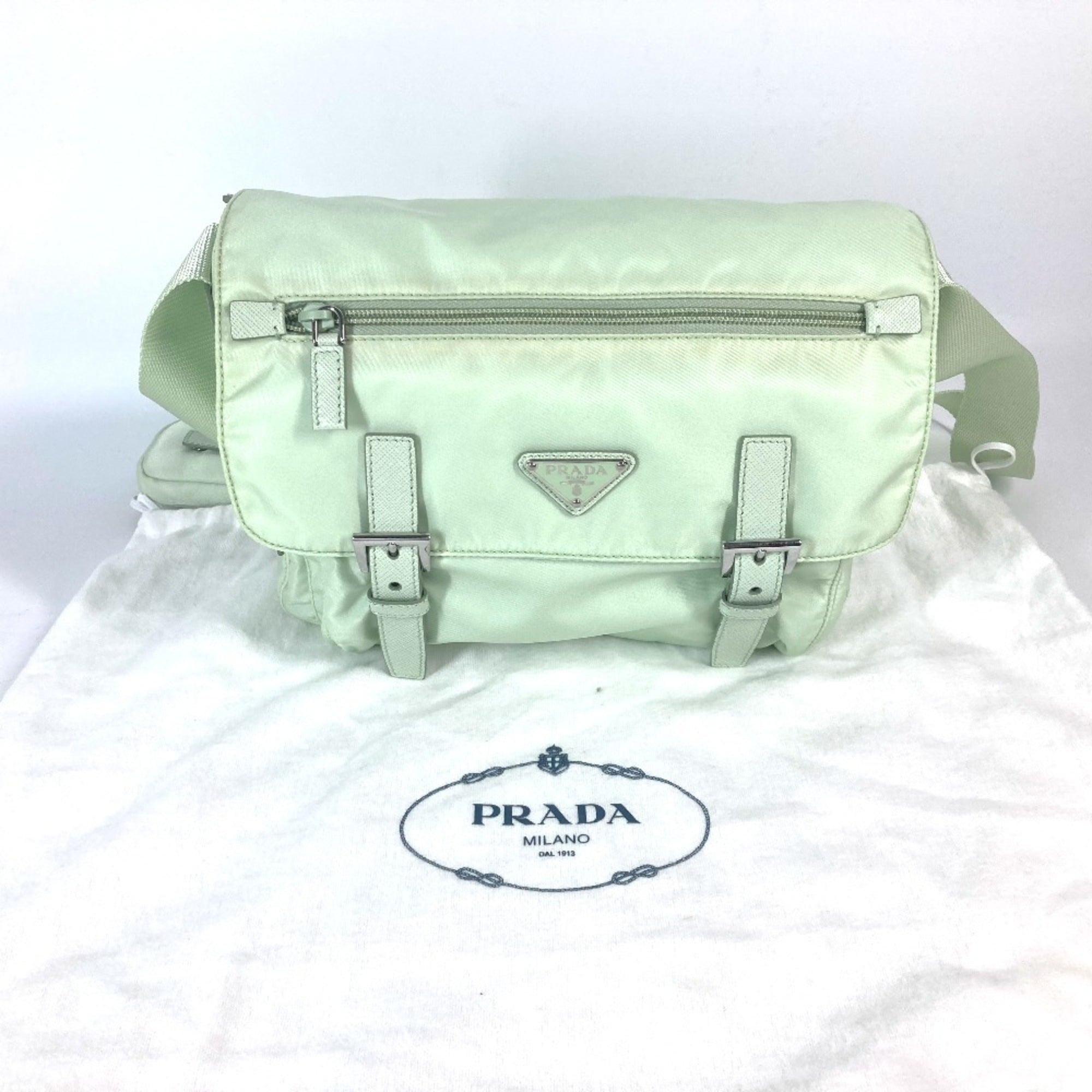 Prada Green Nylon Shoulder Bag (Pre-Owned)