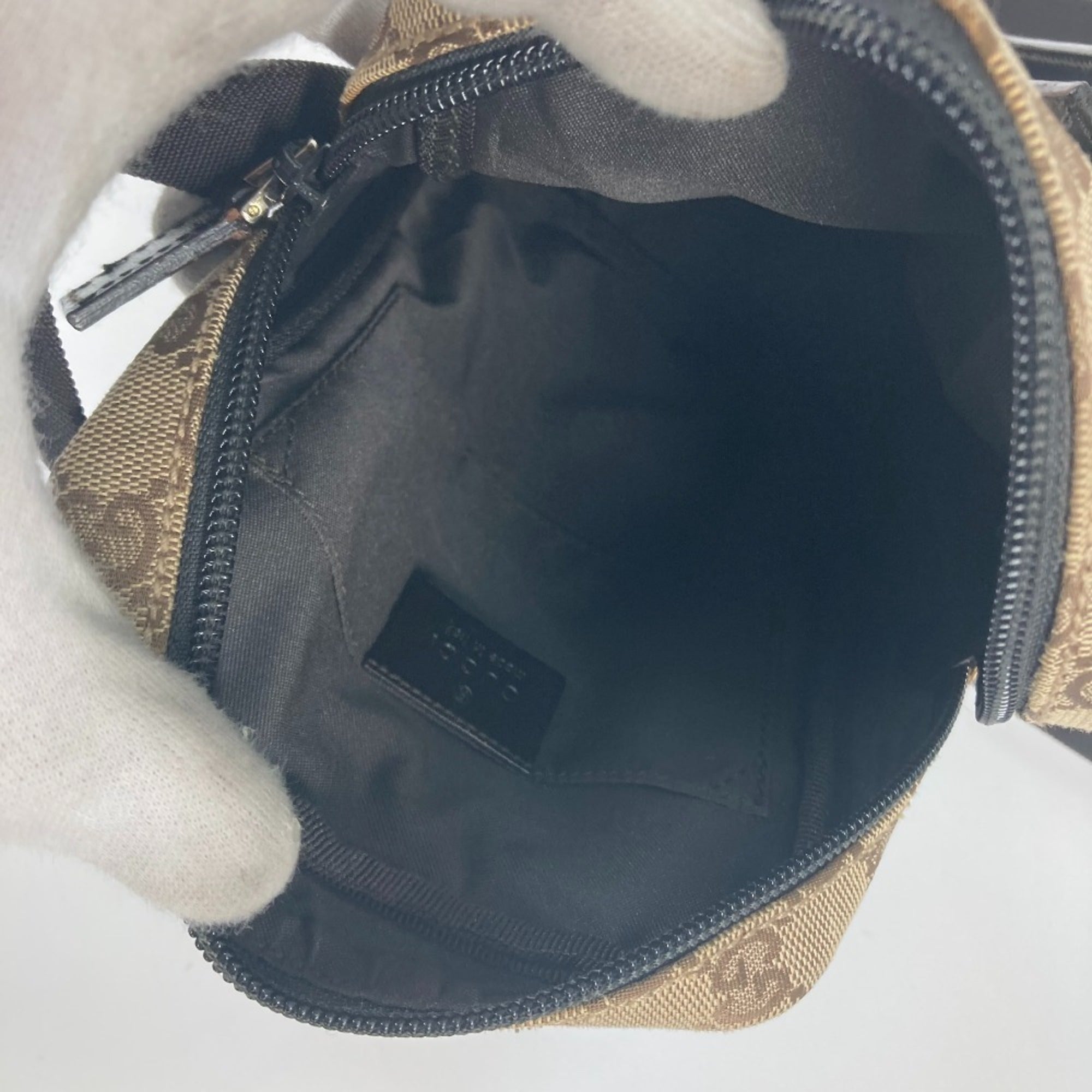 Gucci Beige Brown Canvas Leather Pochette Pouch Shoulder Bag (Pre-Owned)