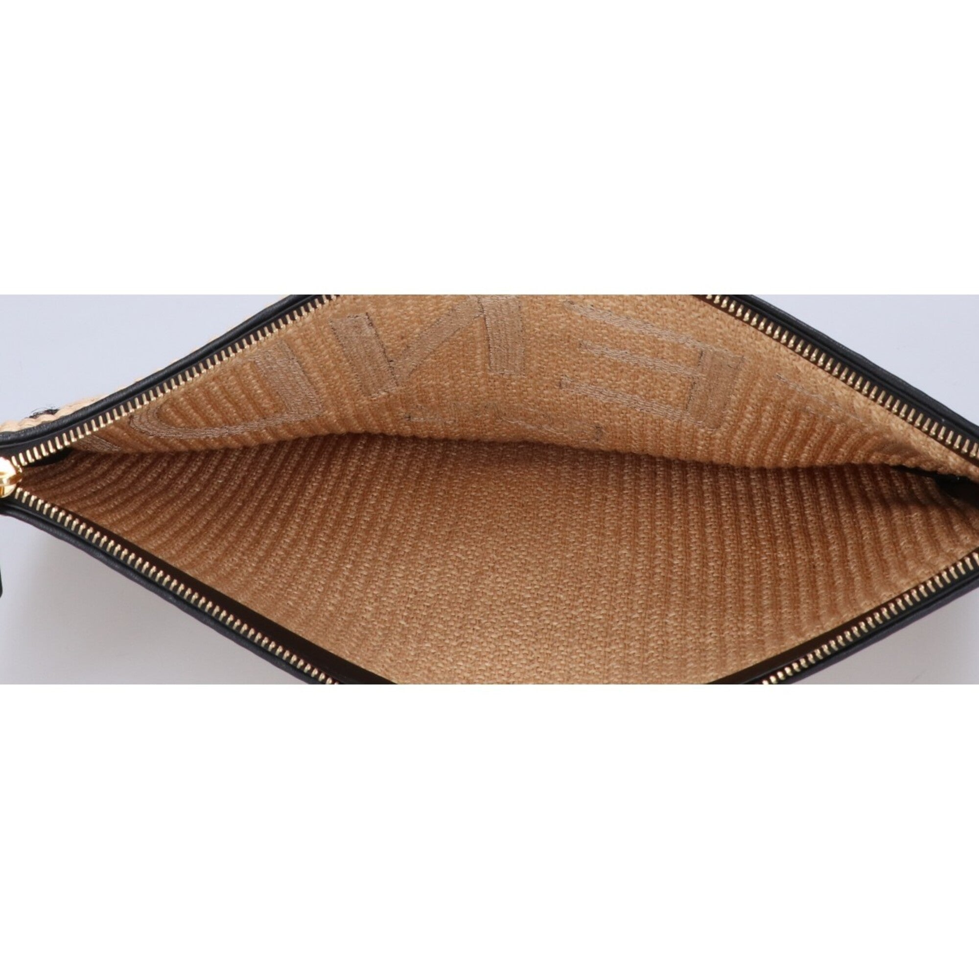 Fendi Beige Black Raffia Clutch Bag (Pre-Owned)