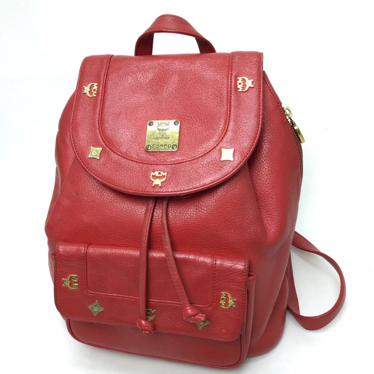 Mcm Red Color Leather Backpack (Pre-Owned)