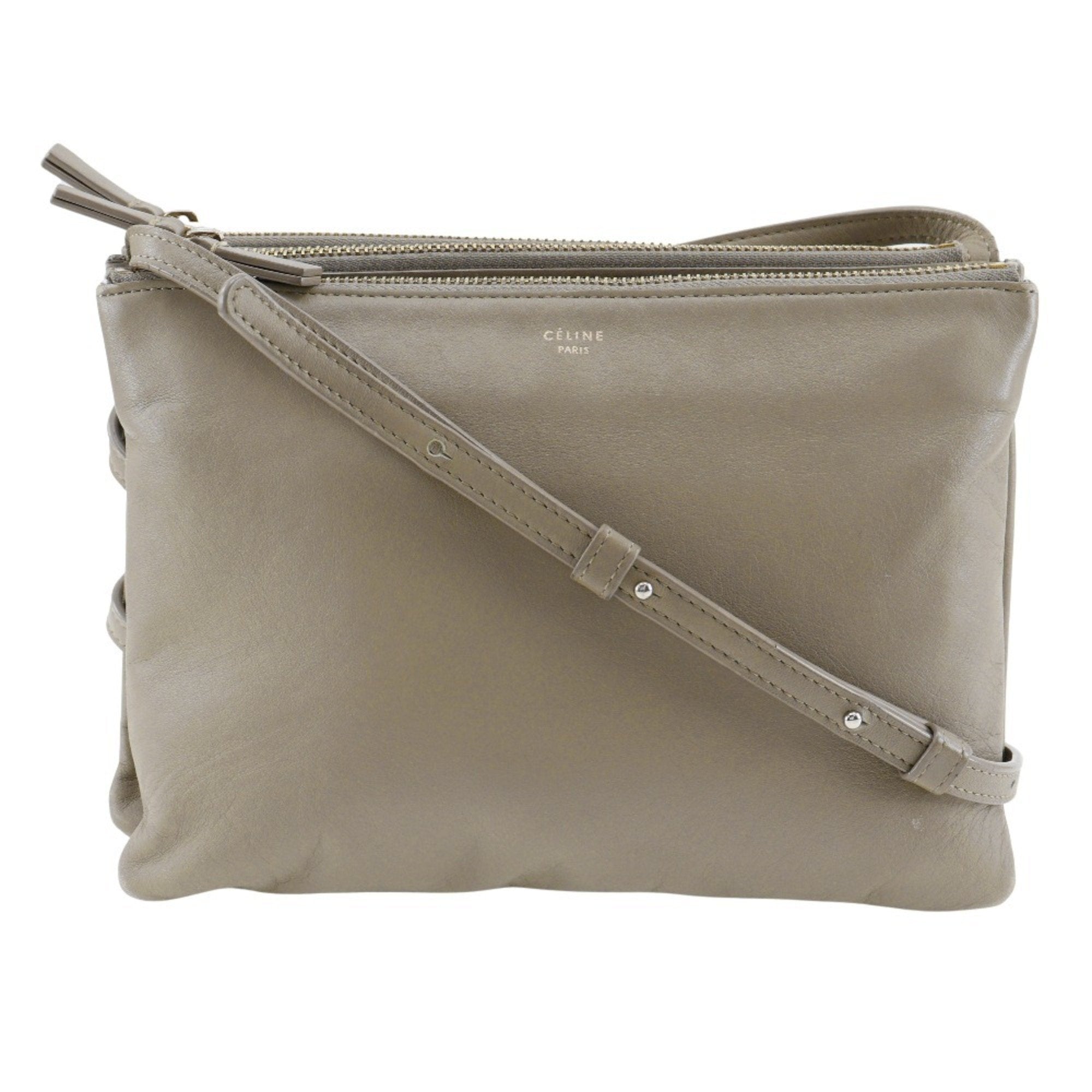 Celine Gray Leather Shoulder Bag (Pre-Owned)
