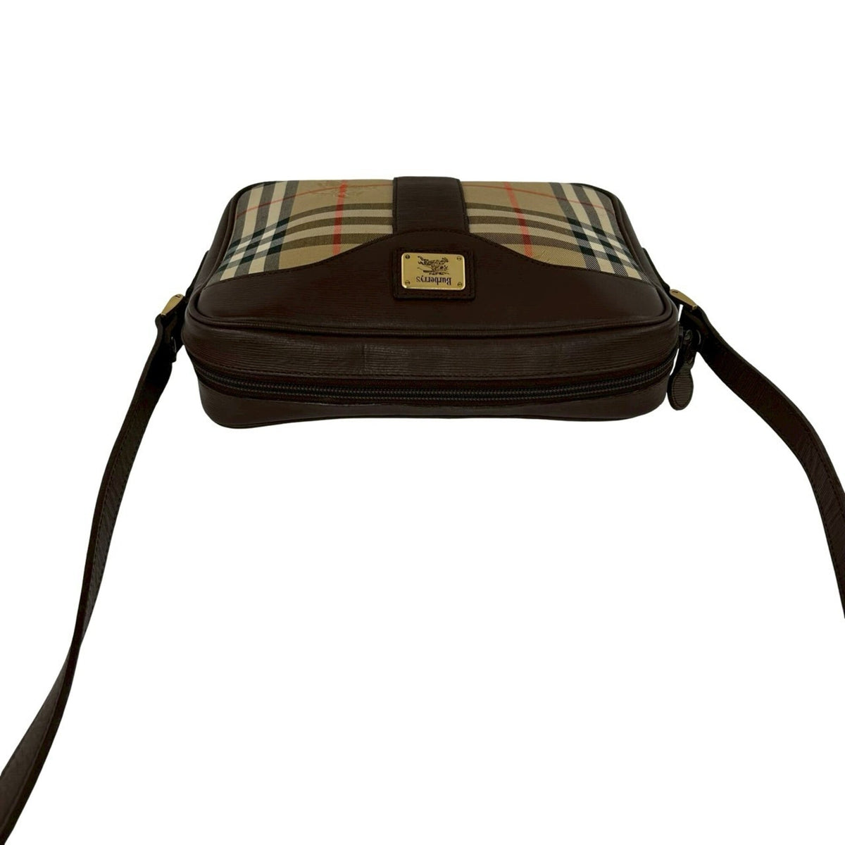 Burberry Beige Brown Canvas Leather Pochette Shoulder Bag (Pre-Owned)
