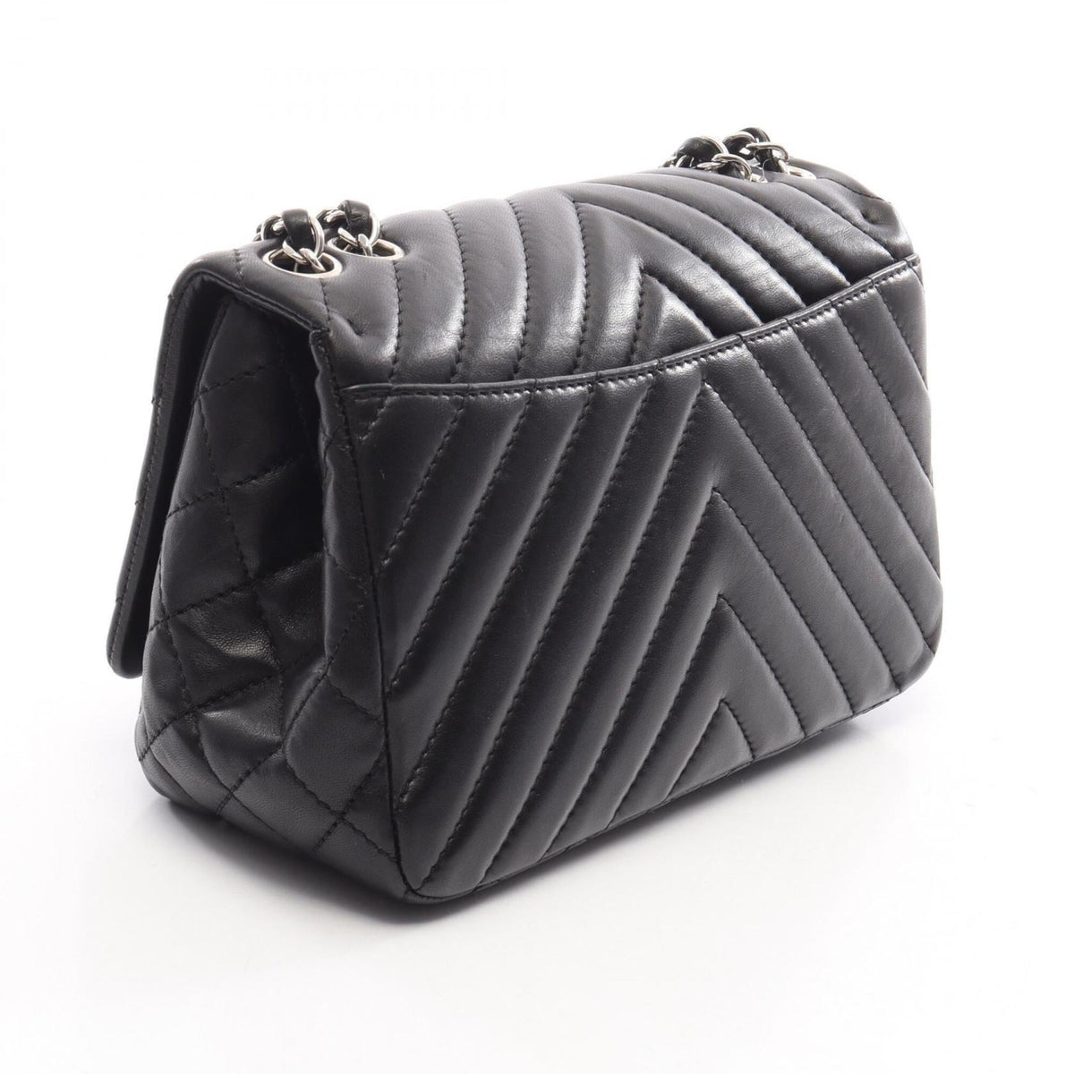 Chanel Black Leather Handbag Shoulder Bag (Pre-Owned)