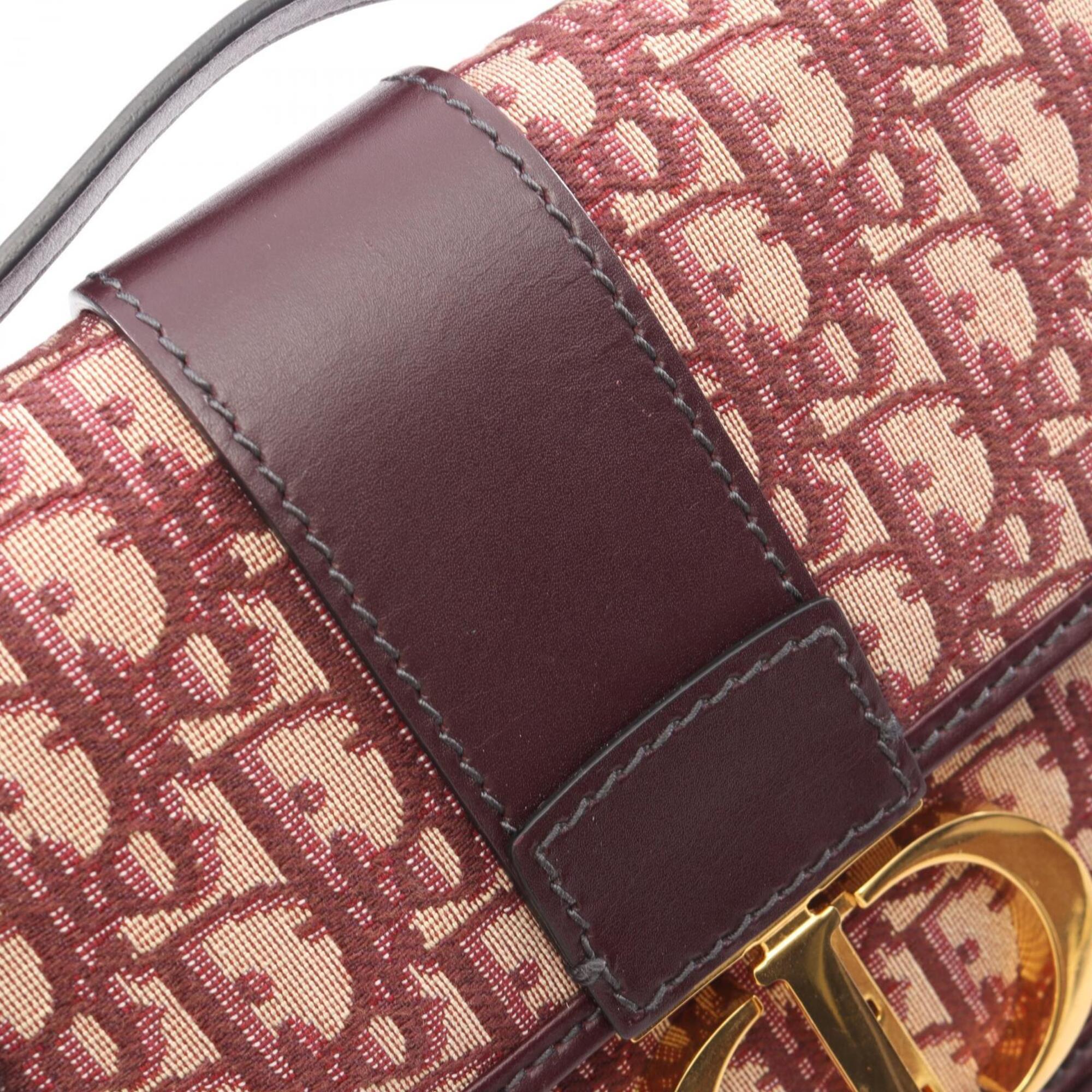 Christian Dior Bordeaux Canvas Leather Handbag Shoulder Bag (Pre-Owned)