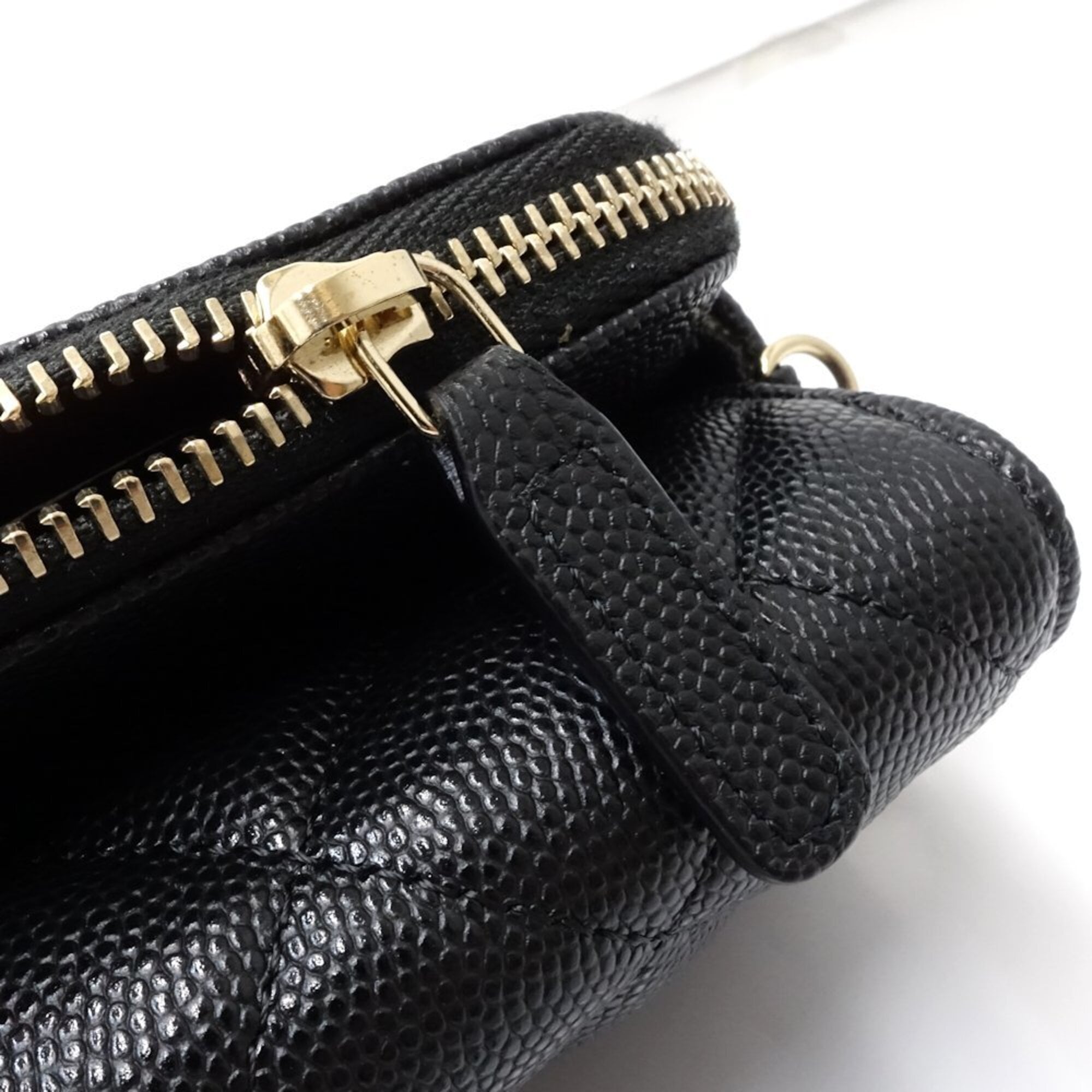Chanel Black Grained Calfskin Chain/Shoulder Wallet (Pre-Owned)