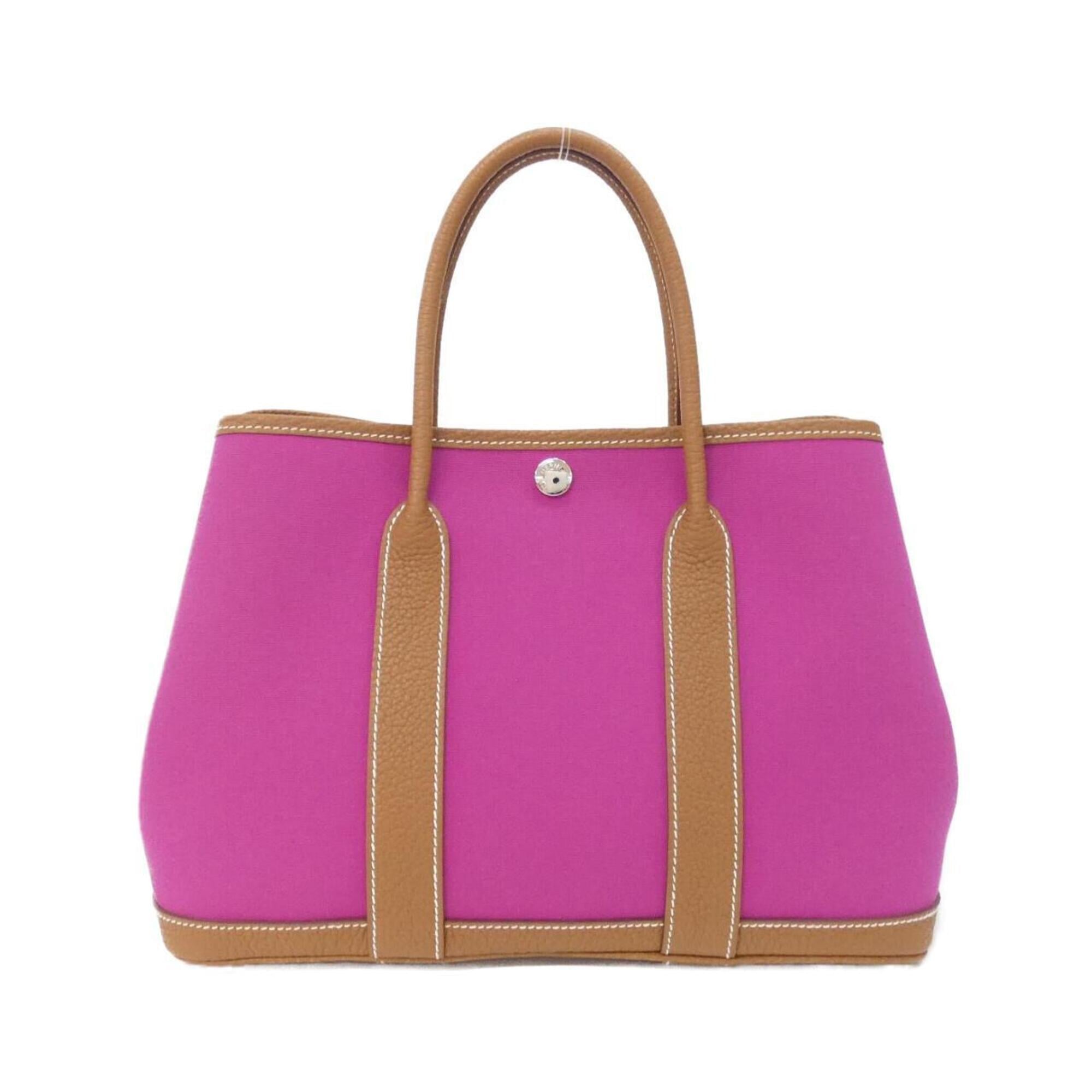 Hermes Gold Pink Toile Officier Negonda Leather Handbag (Pre-Owned)