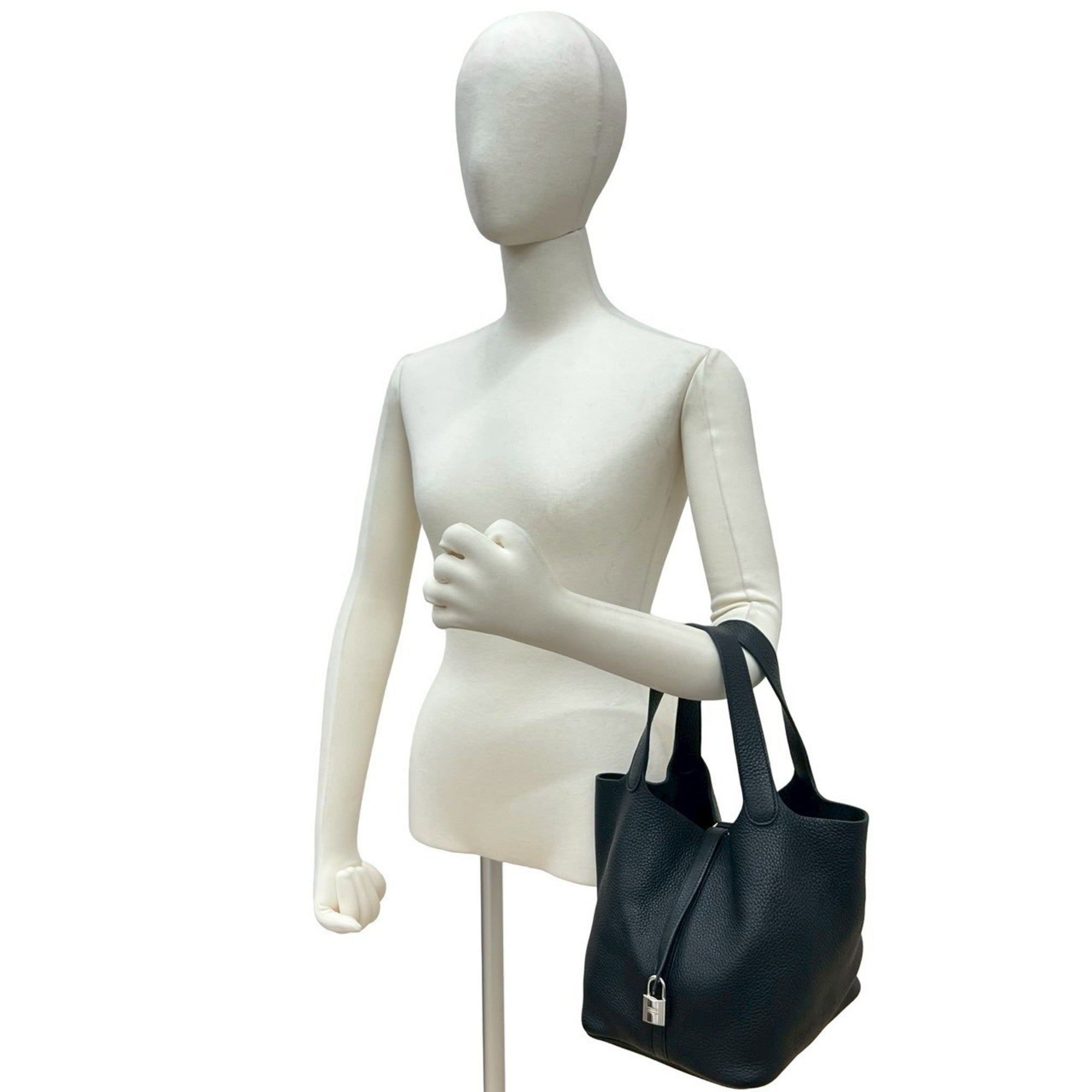 Hermes Black Taurillon Clemence Leather Handbag Tote Bag (Pre-Owned)