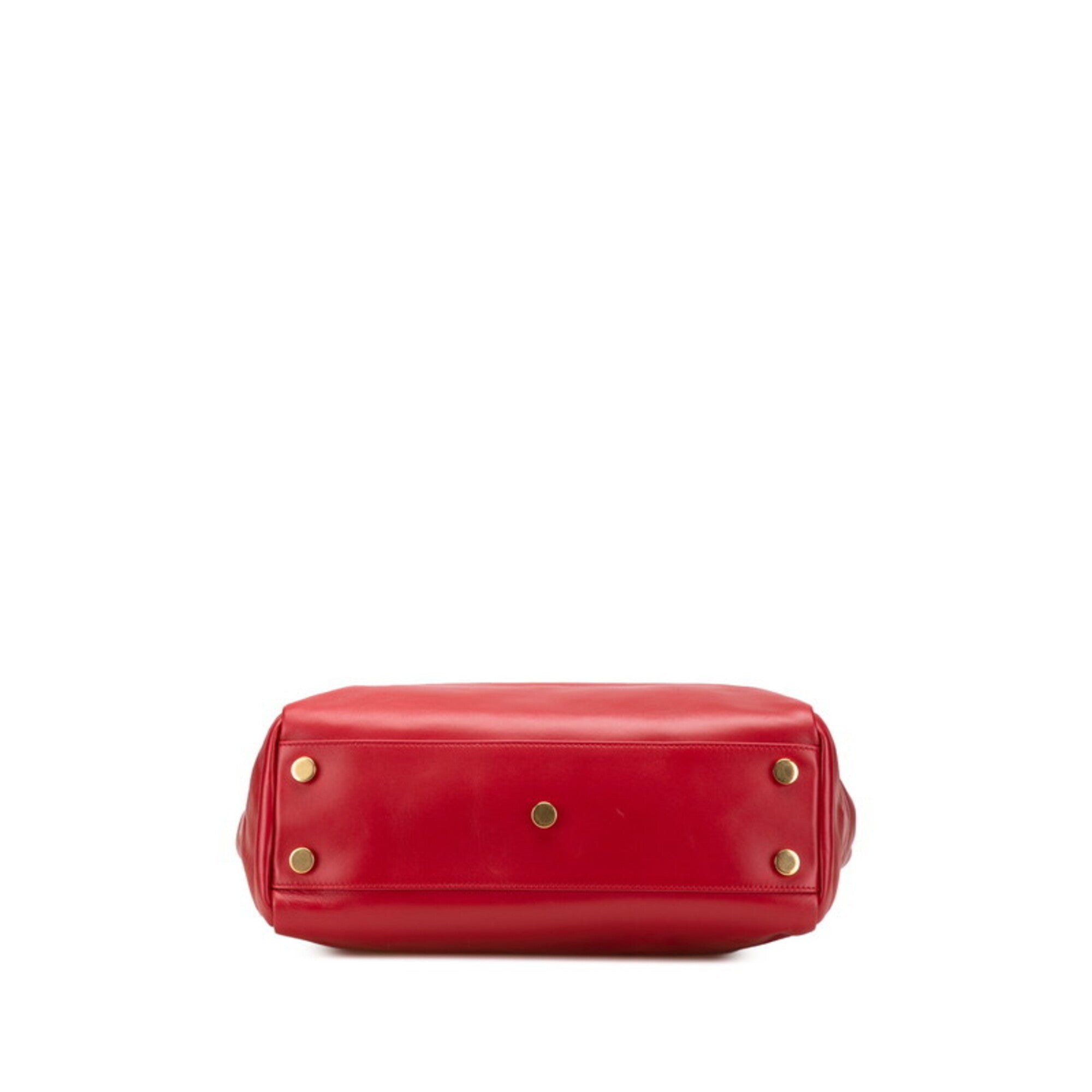 Saint Laurent Red Color Suede Leather Tote Bag (Pre-Owned)