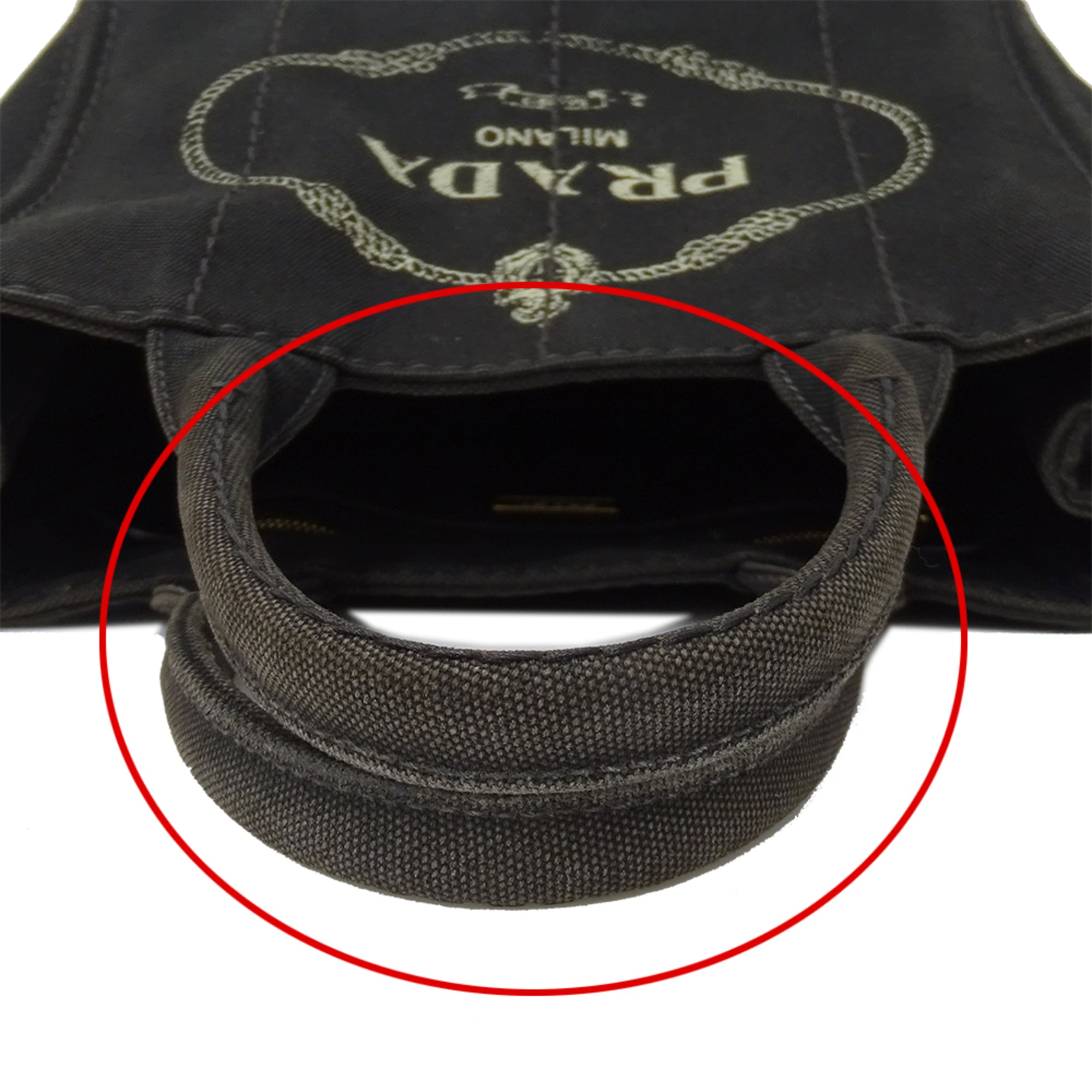 Prada Canapa Black Canvas Handbag (Pre-Owned)