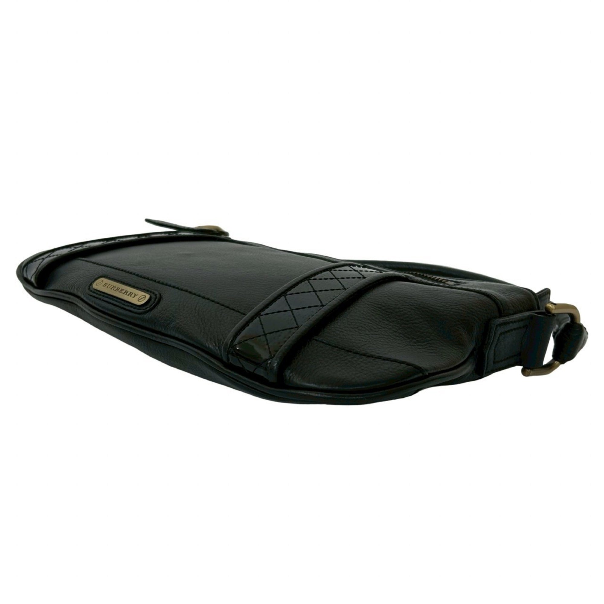 Burberry Black Leather Handbag Shoulder Bag (Pre-Owned)