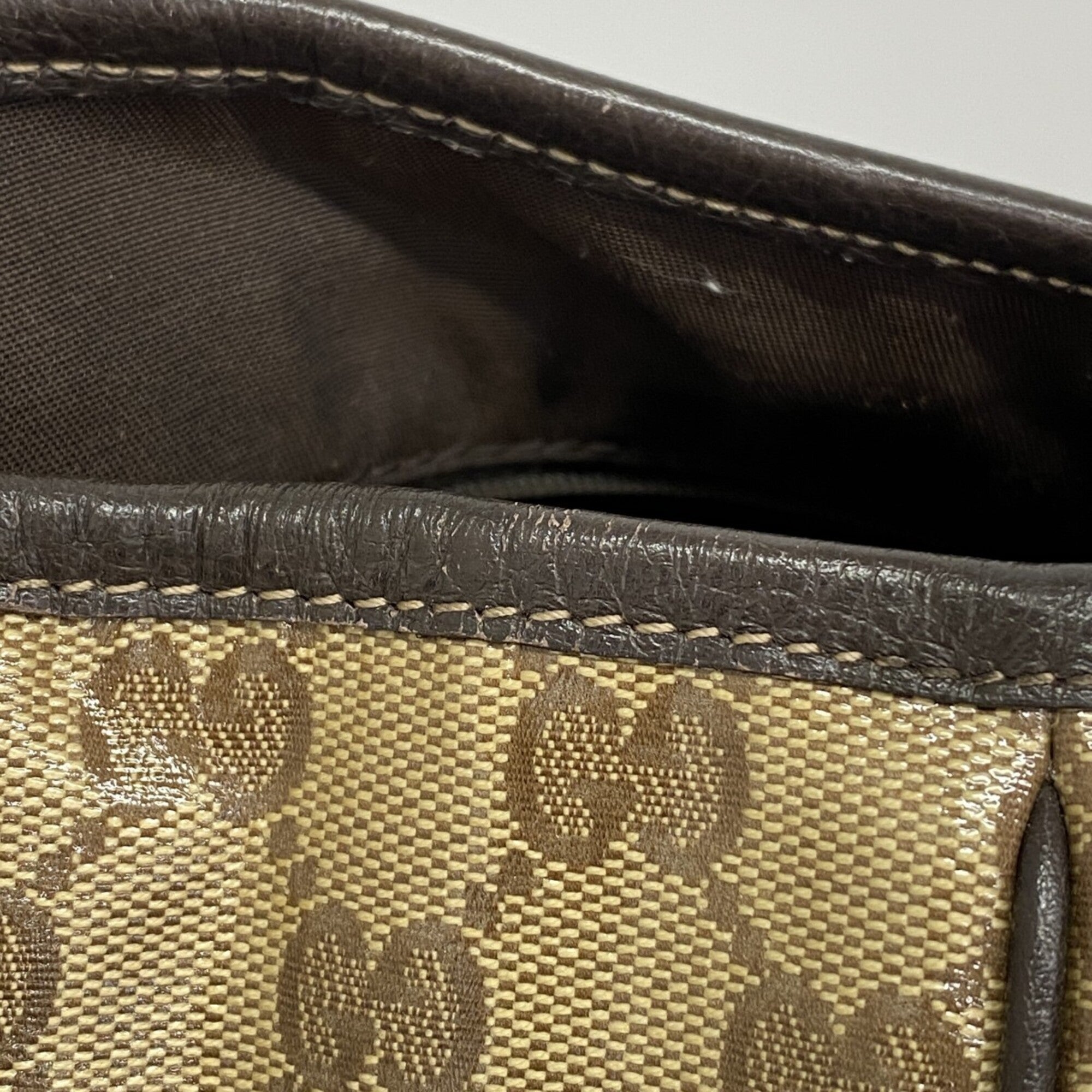 Gucci Beige Brown Coated Canvas Tote Bag (Pre-Owned)