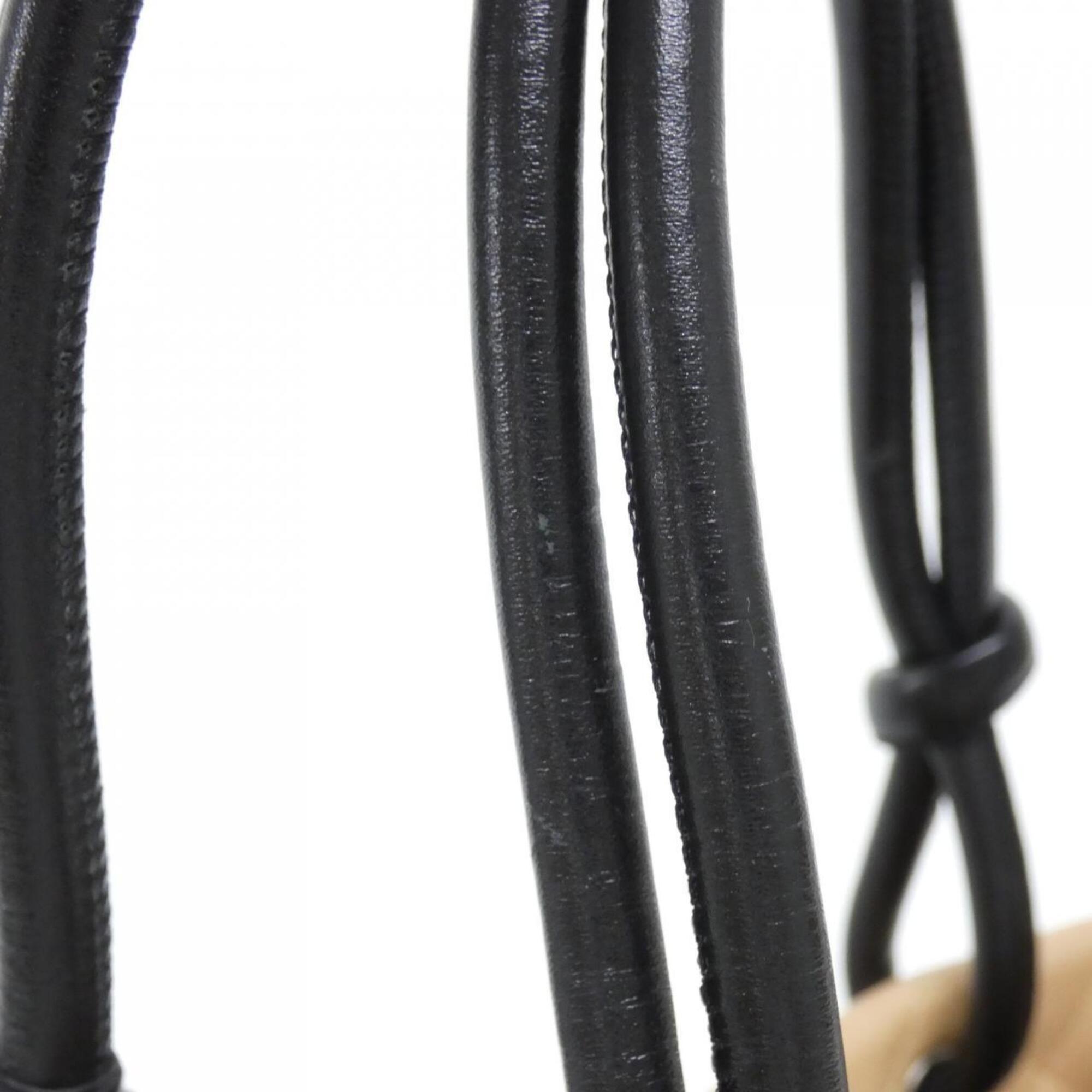 Chanel Beige Black Leather Handbag (Pre-Owned)