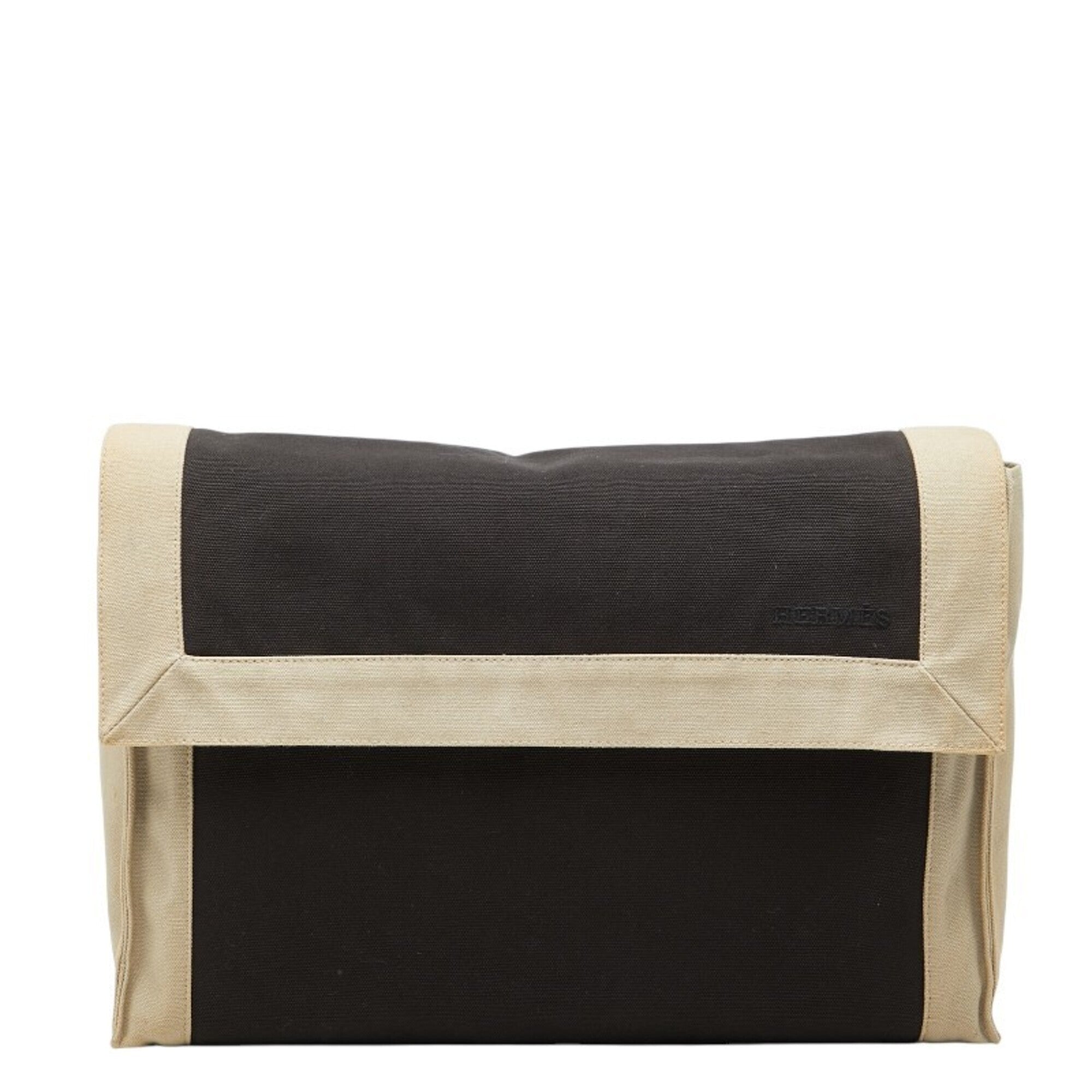 Hermes Beige Black Cotton Clutch Bag (Pre-Owned)
