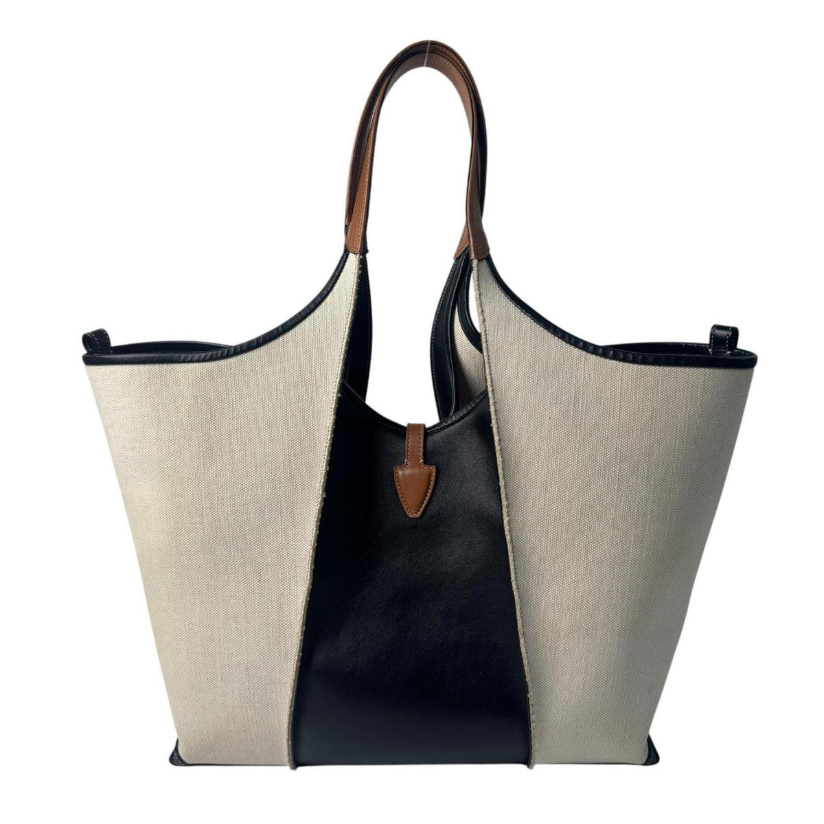Tod's Beige Brown Canvas Leather Pouch Shopping Bag Tote Bag (Pre-Owned)