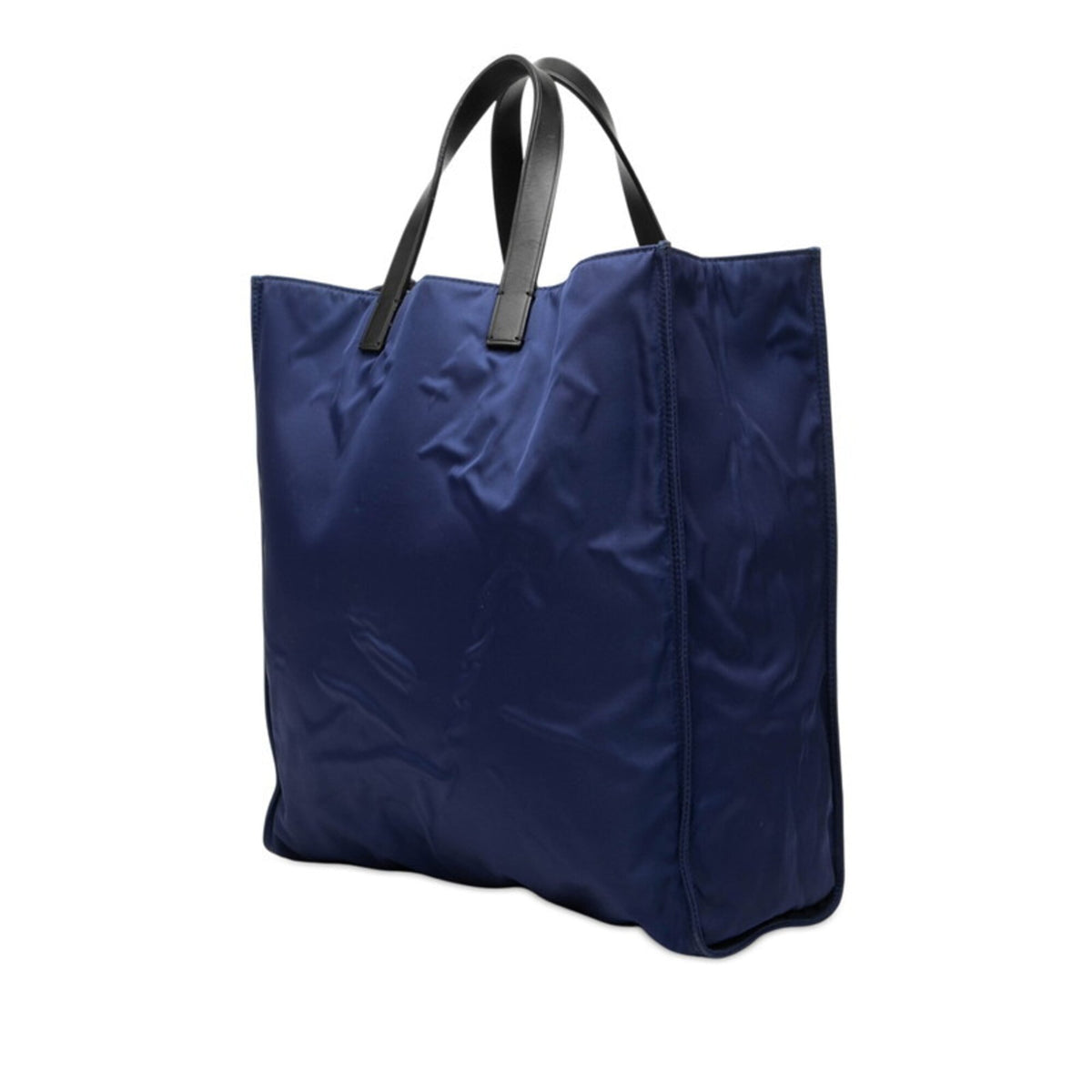 Fendi Navy Nylon Leather Handbag Tote Bag (Pre-Owned)