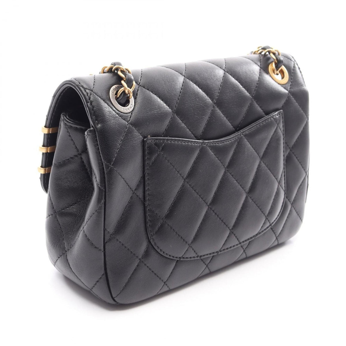 Chanel Matelasse Black Leather Handbag Shoulder Bag (Pre-Owned)