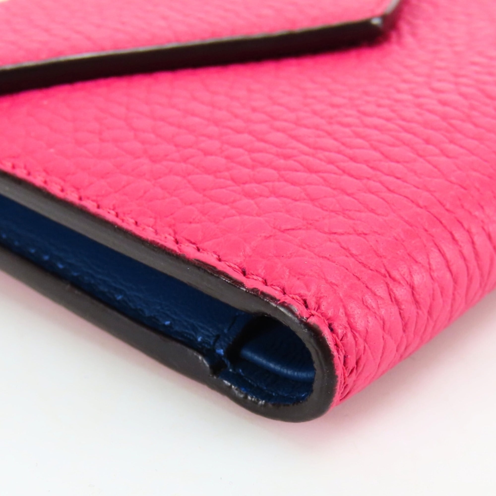 Christian Dior Navy Pink Leather Wallet (Tri-Fold) (Pre-Owned)