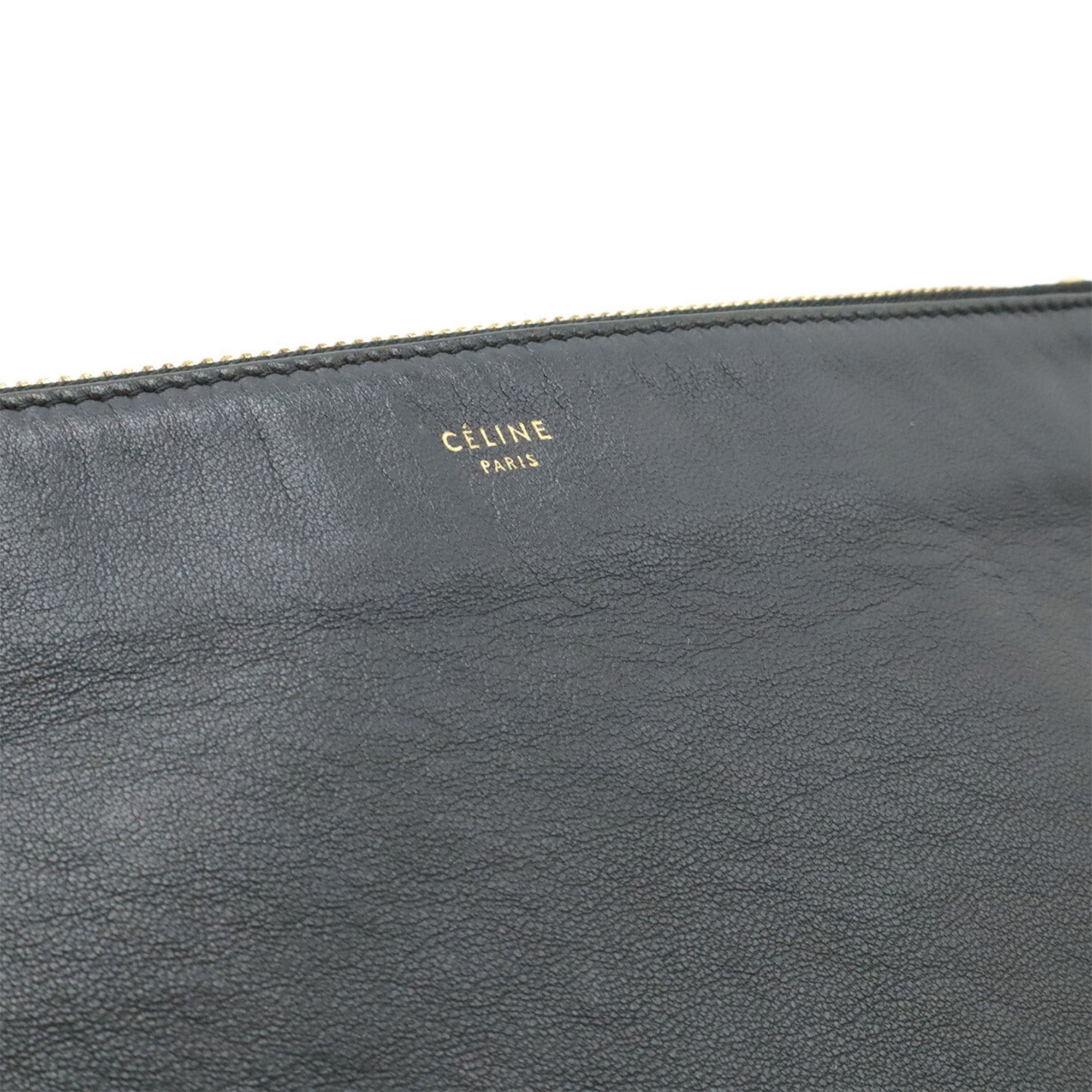 Celine Black Leather Handbag Pochette Pouch Shoulder Bag (Pre-Owned)