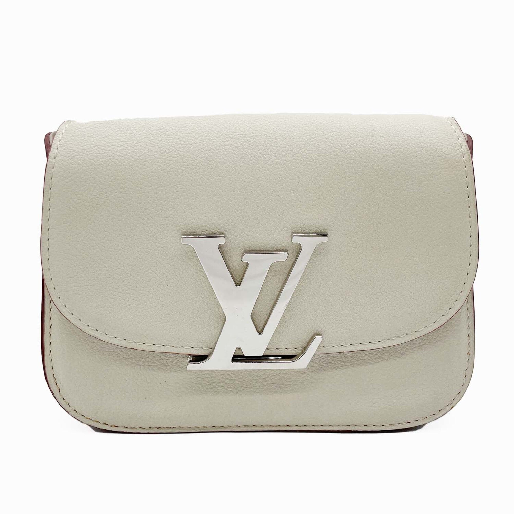 Louis Vuitton Brown White Leather Handbag Shoulder Bag (Pre-Owned)