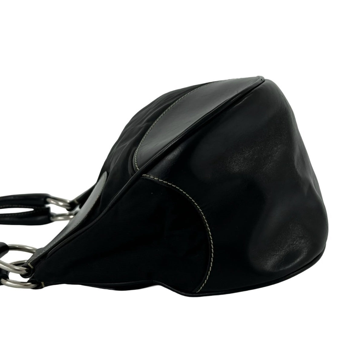 Prada Black Nylon Leather Handbag Shoulder Bag Tote Bag (Pre-Owned)
